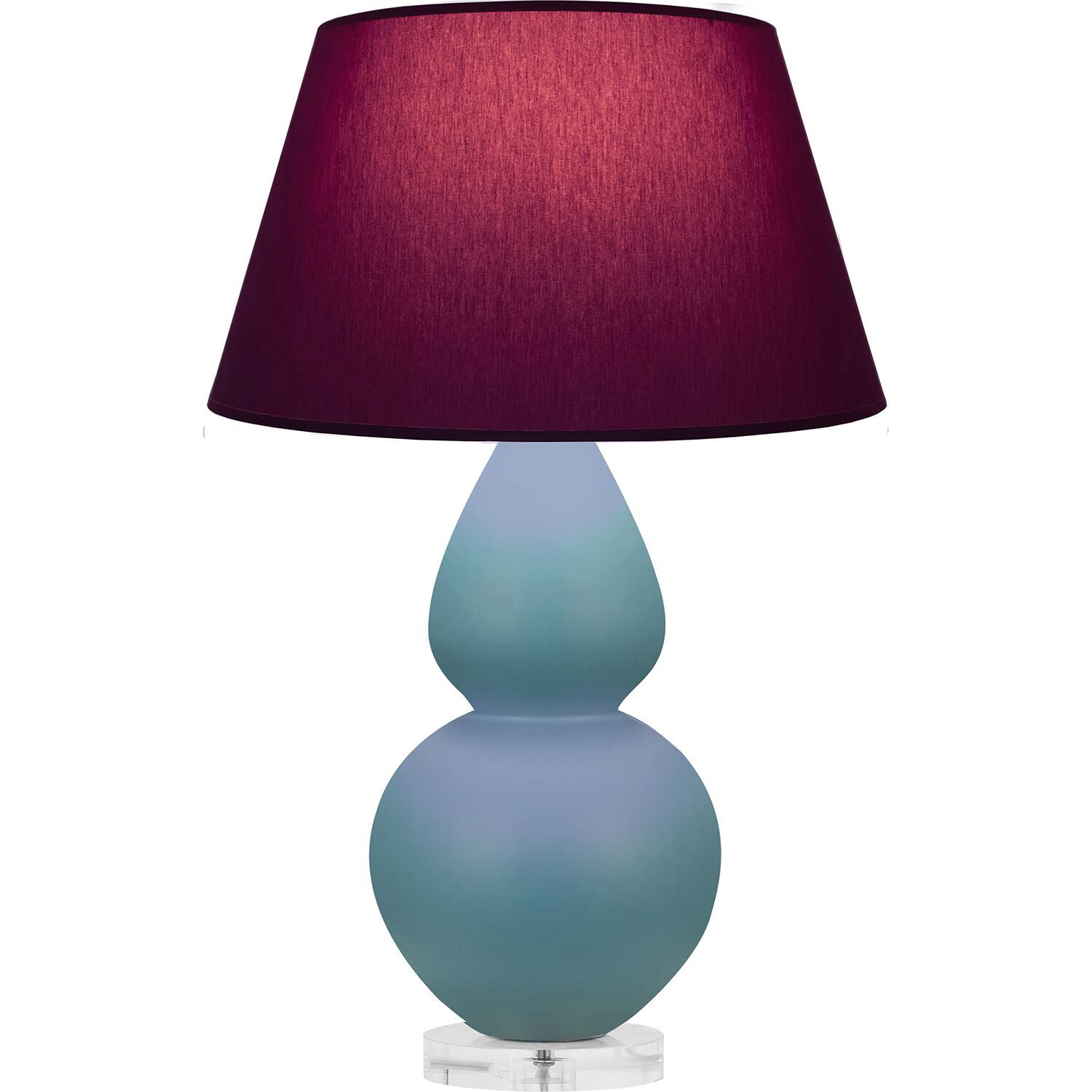 Shown in Matte Steel Blue finish and Plum and Lavender shade and Lucite accent