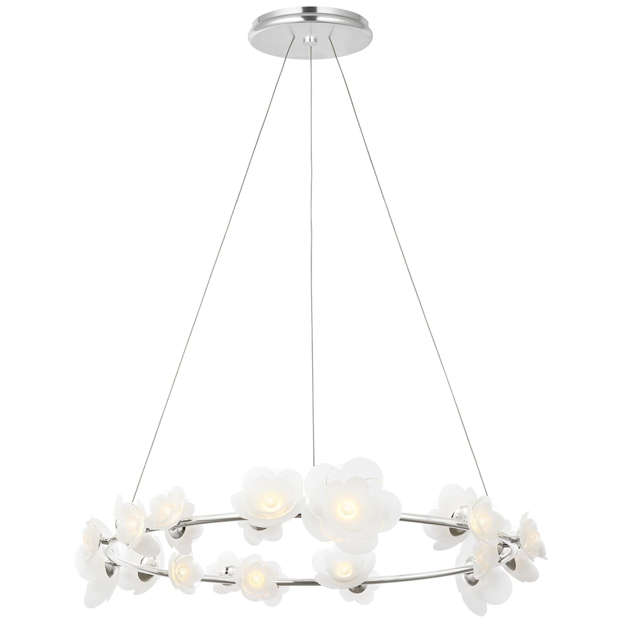 Shown in Soft Silver finish and Etched and Clear Flower glass