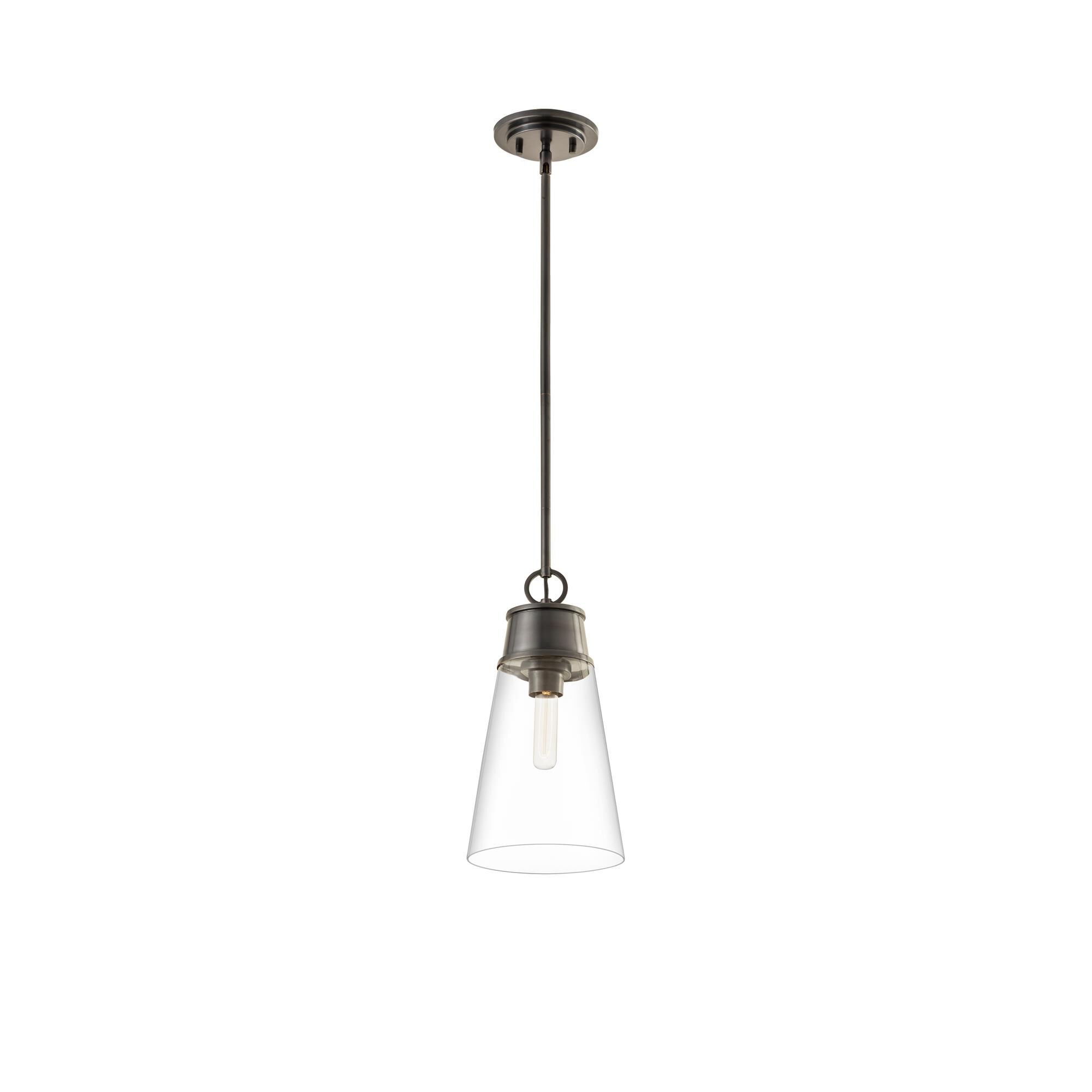 Shown in Plated Bronze finish and Glass shade