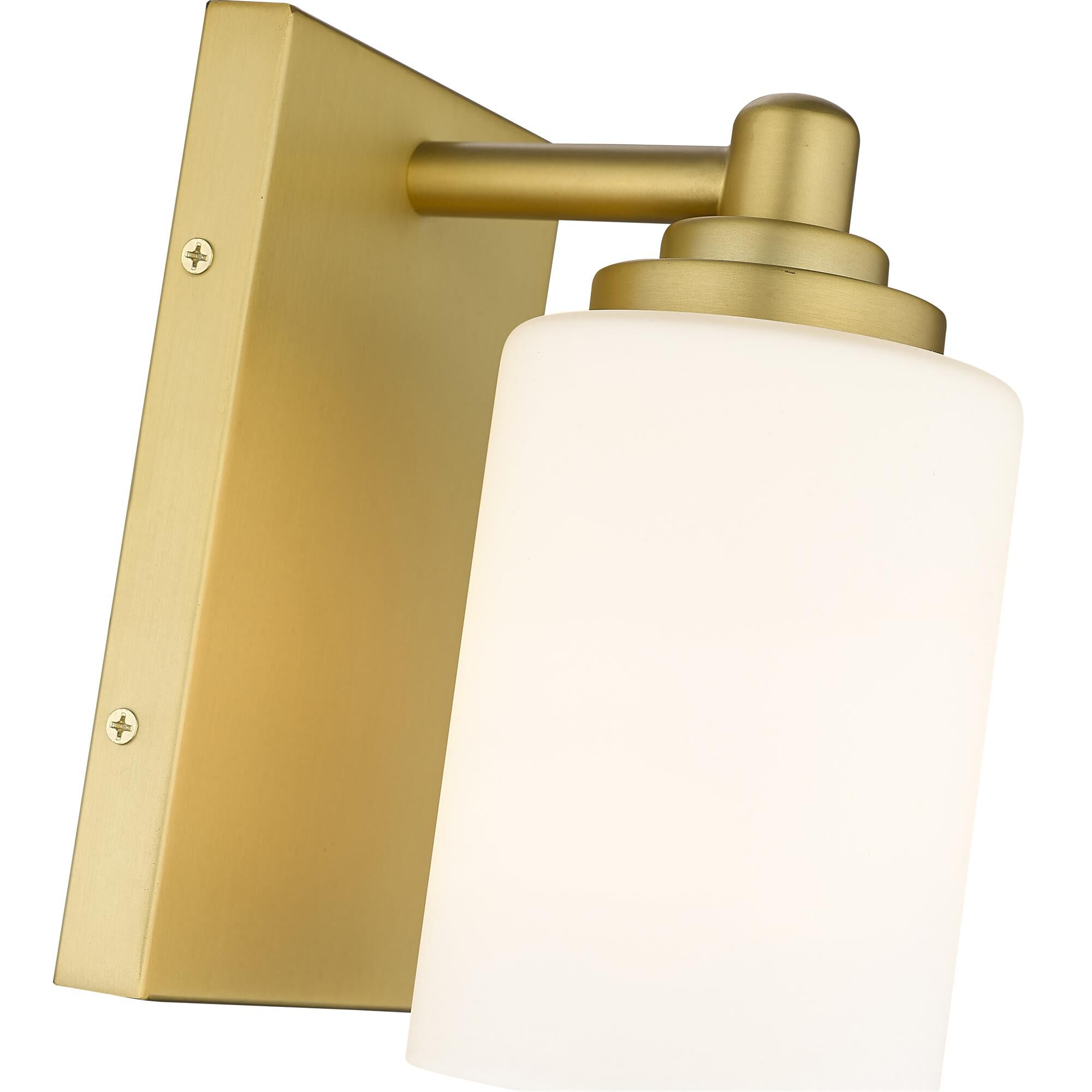Shown in Brushed Gold finish and White glass