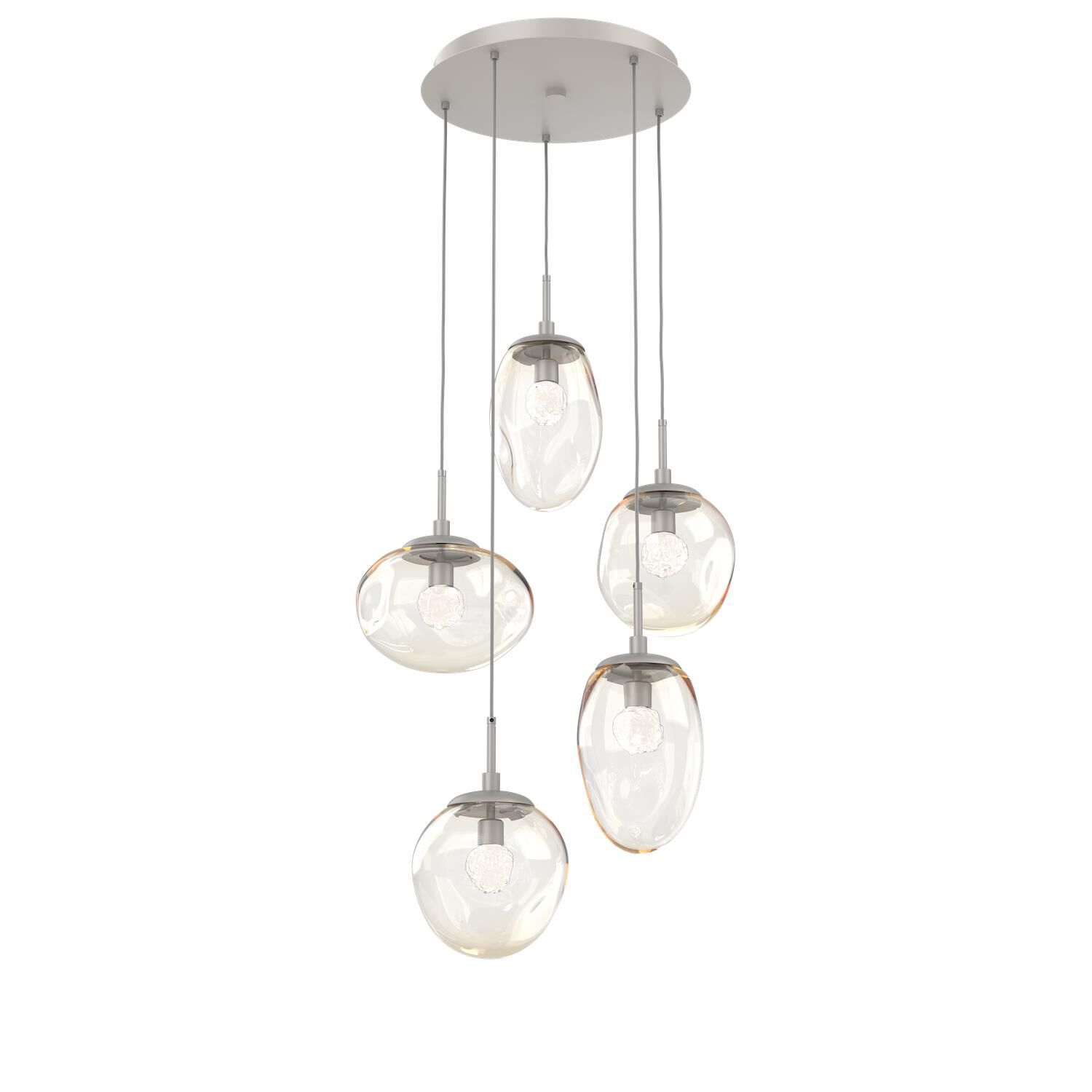 Shown in Metallic Beige Silver finish and Floret Inner Amber Outer glass