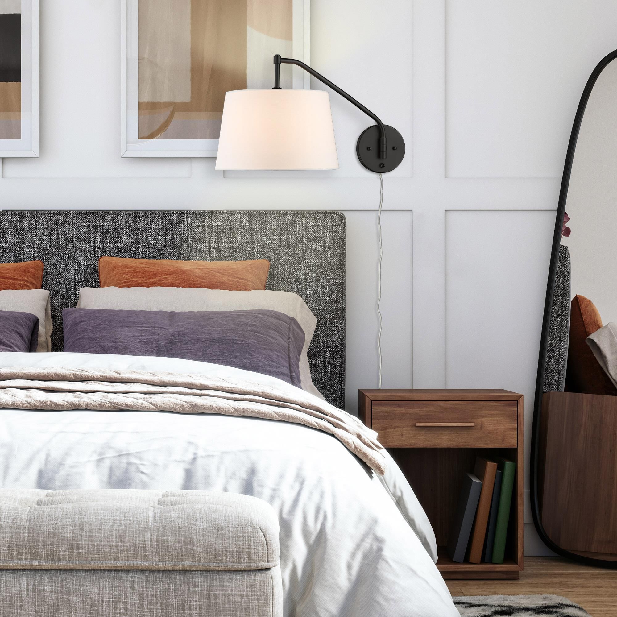 Shown in Matte Black finish and Modern White shade