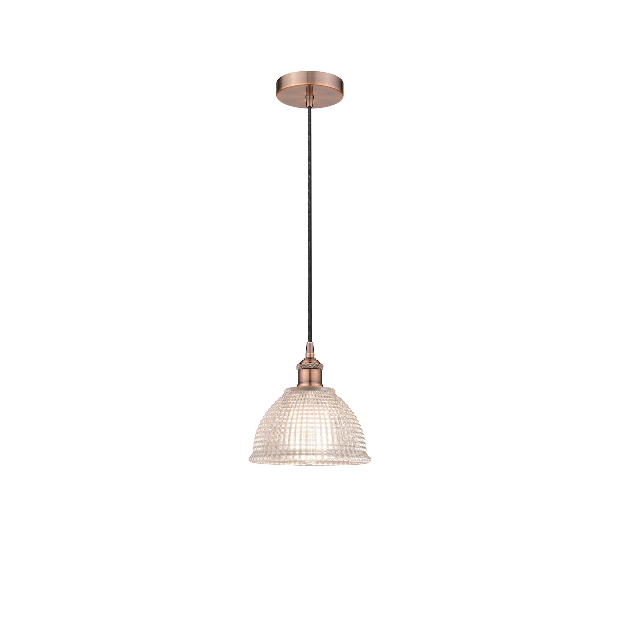 Shown in Antique Copper finish and Clear glass