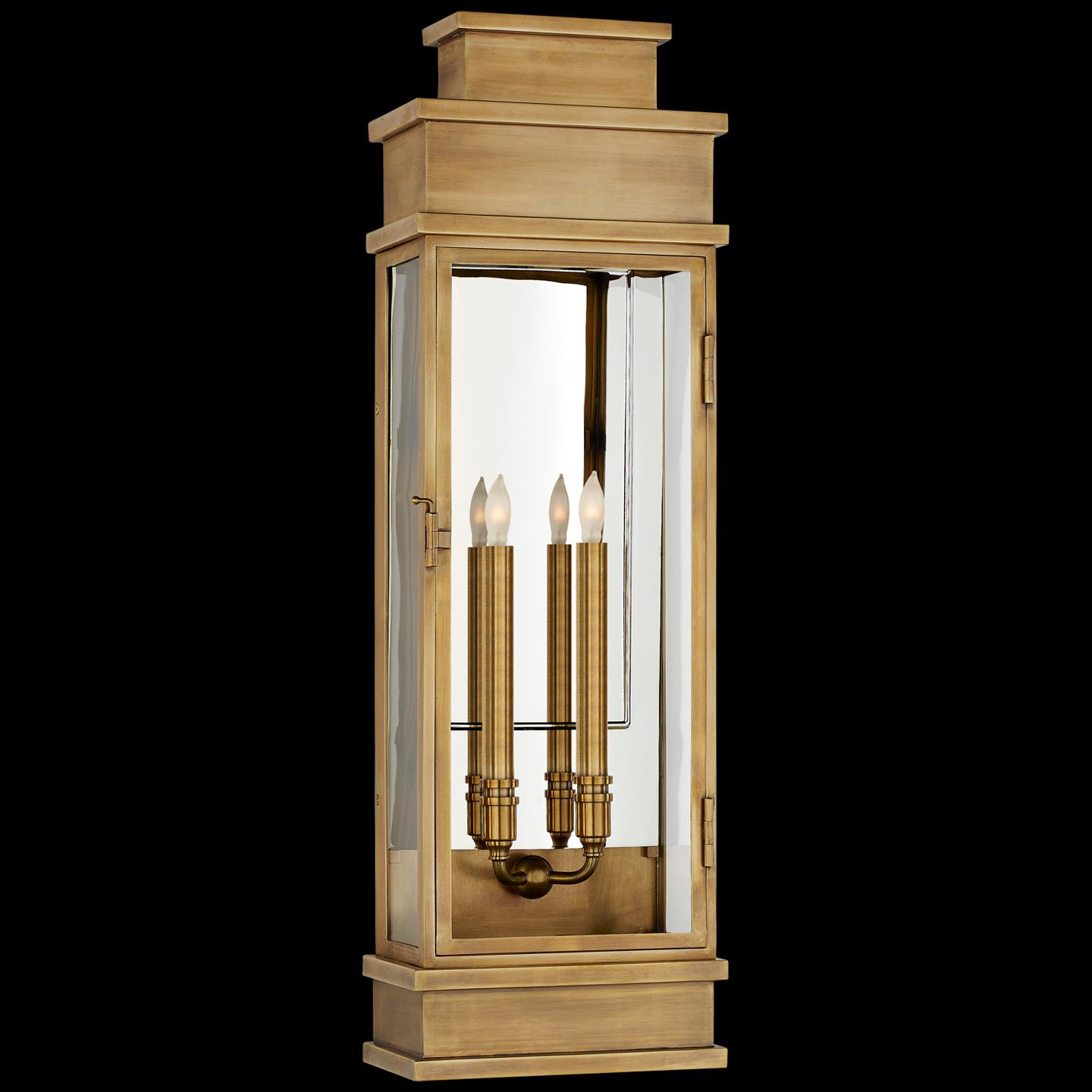 Shown in Antique-Burnished Brass finish and Clear glass