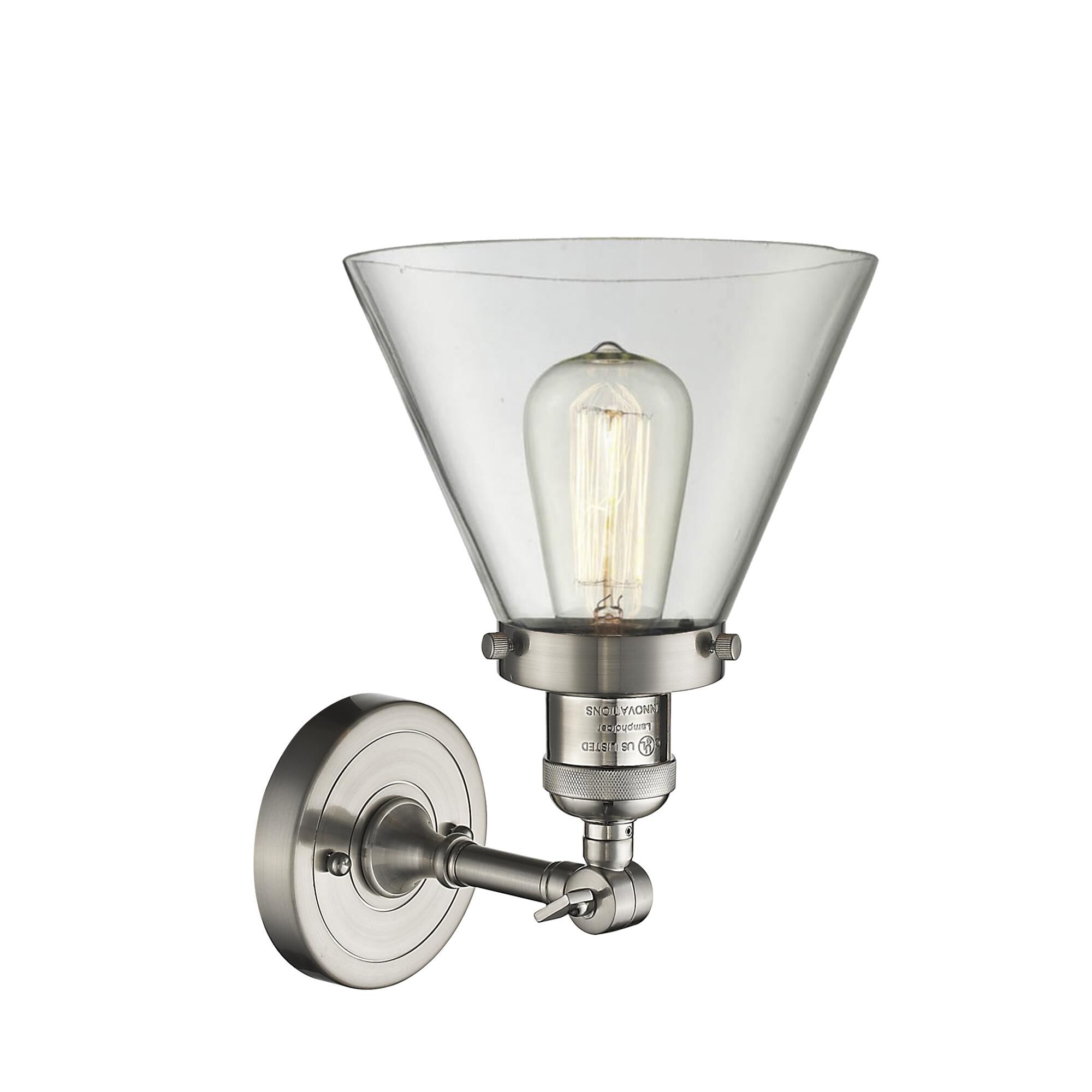 Shown in Brushed Satin Nickel finish and Clear glass