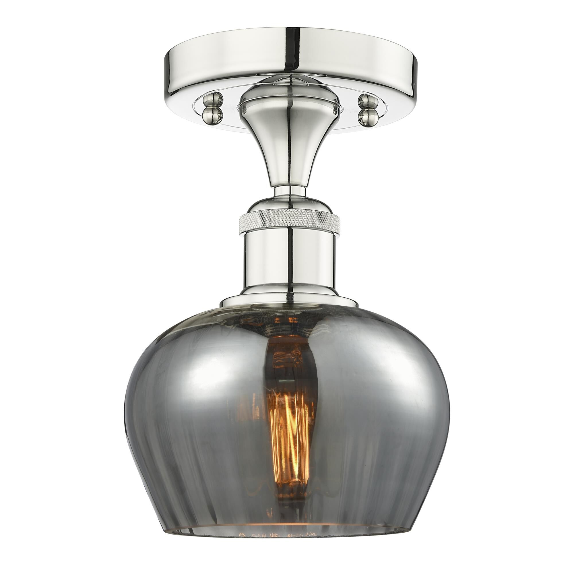 Shown in Polished Nickel finish and Plated Smoke glass