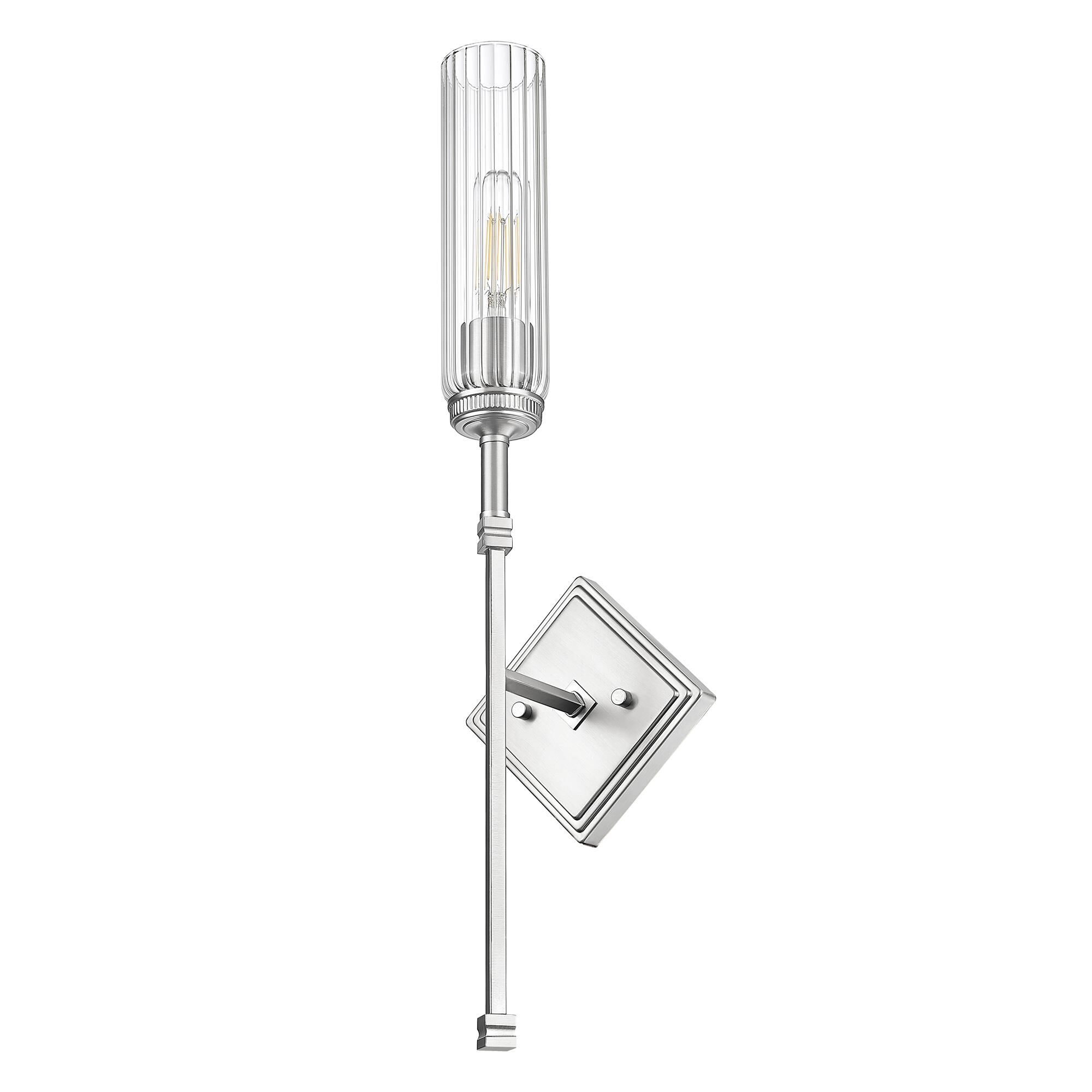 Shown in Brushed Nickel finish and Clear glass