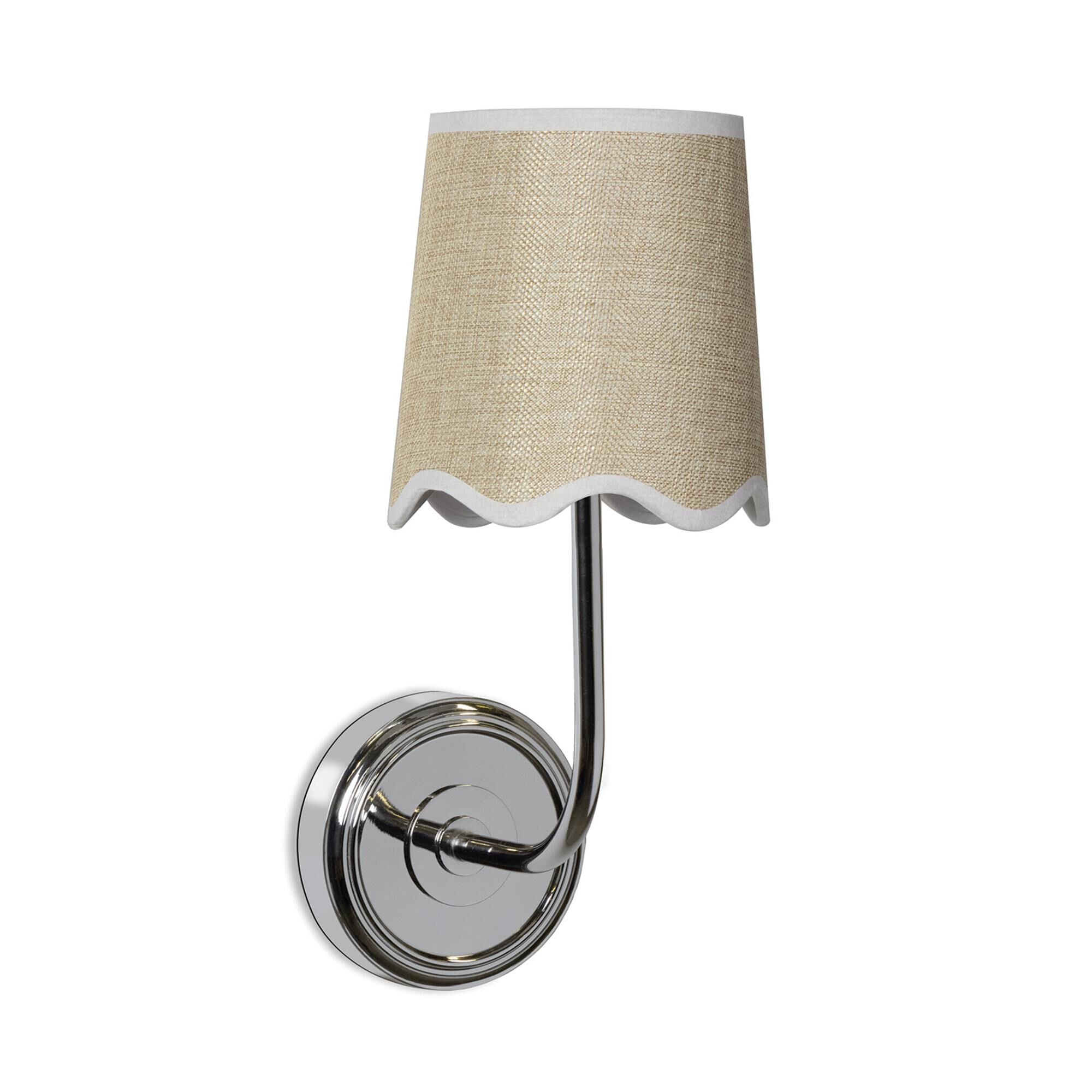 Shown in Polished Nickel finish and Linen shade