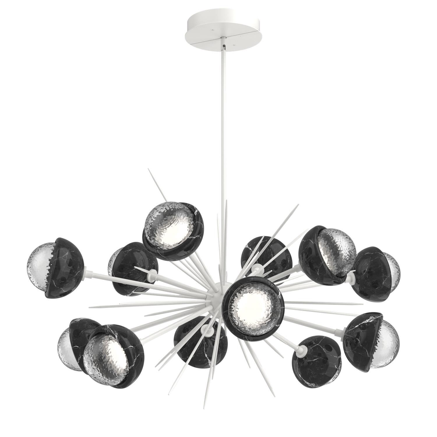 Shown in Salt White finish and Clear glass and Black Marble accent
