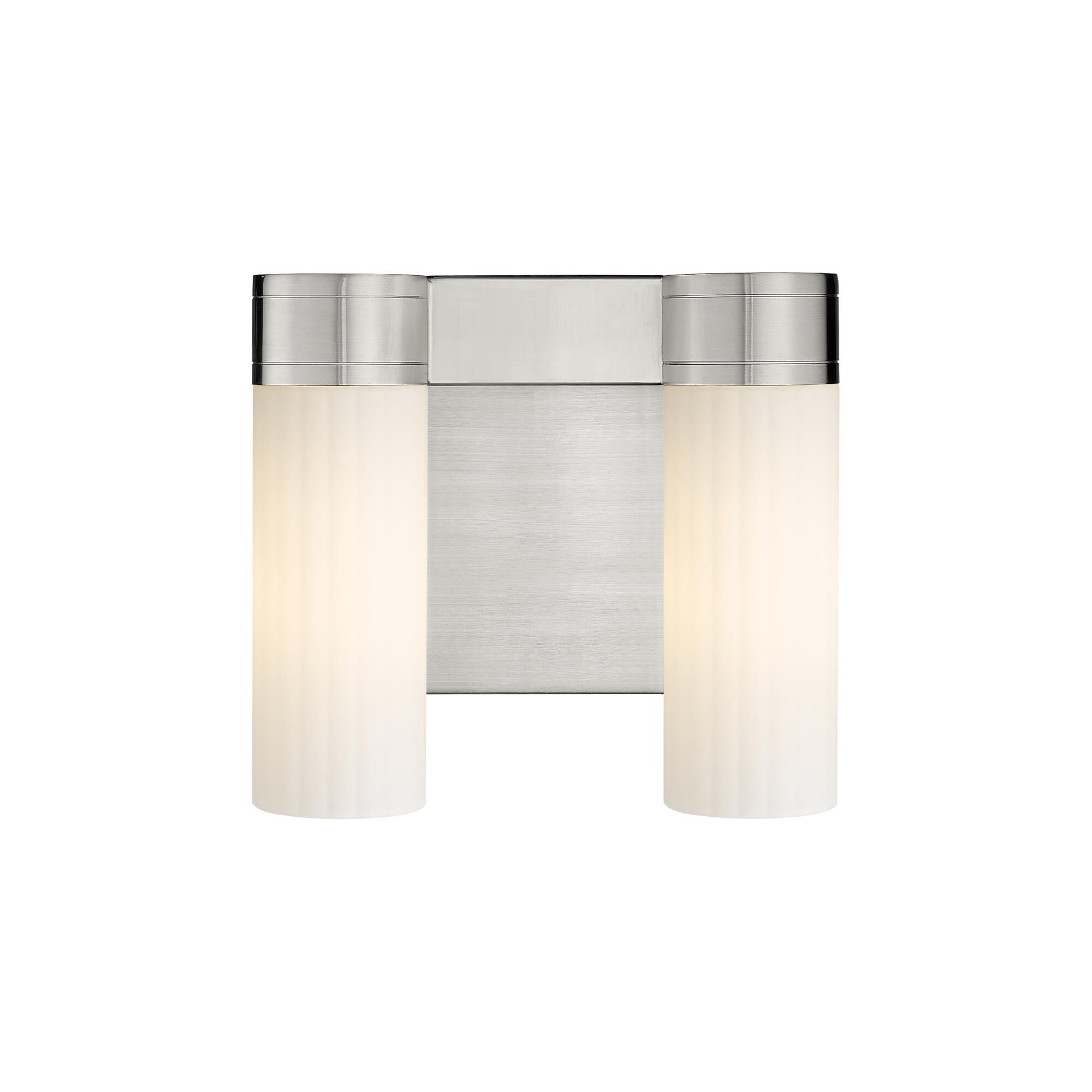 Shown in Satin Nickel finish and Matte White glass