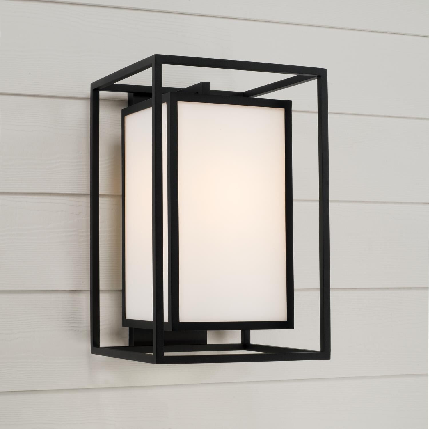 Shown in Black finish and Soft White glass