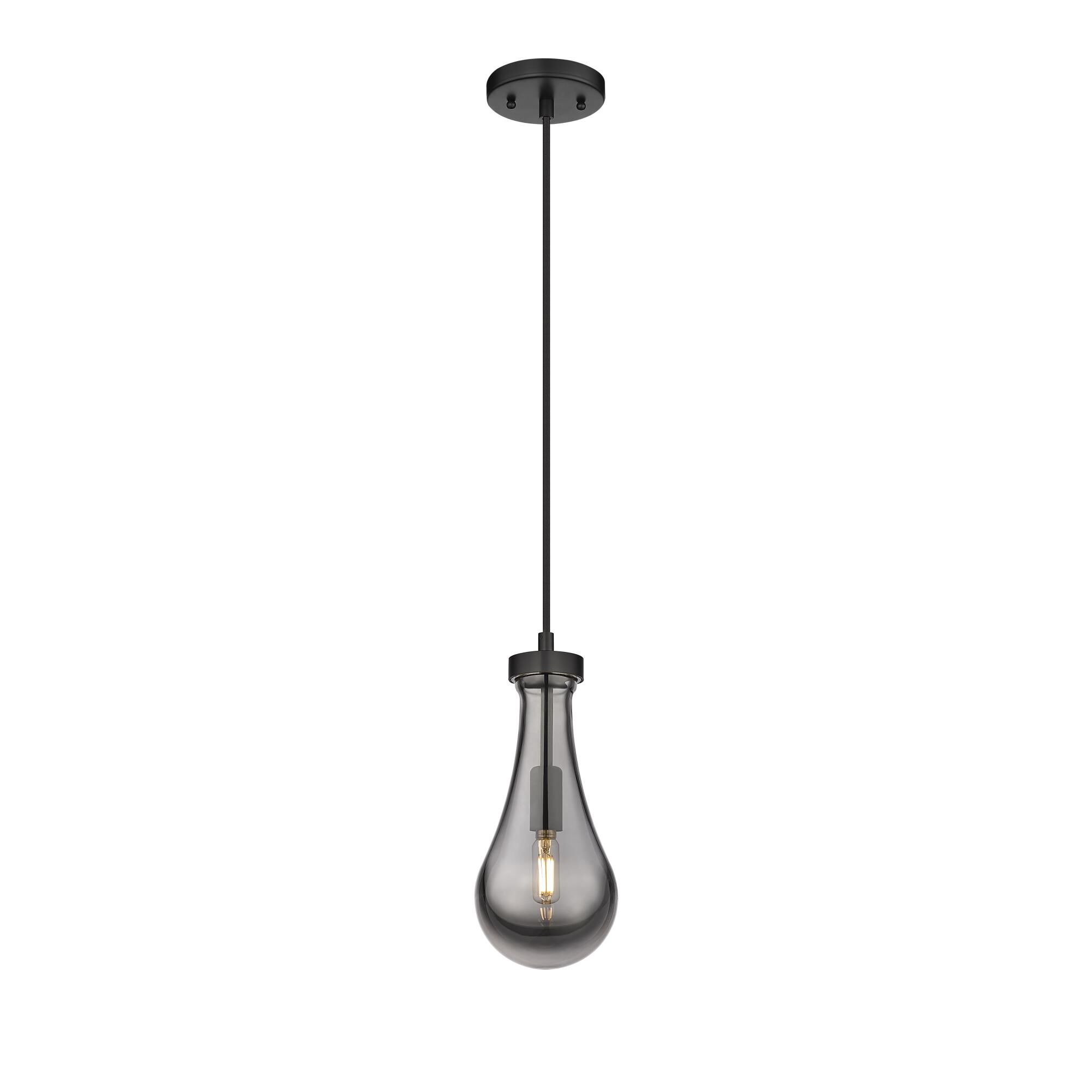 Shown in Matte Black finish and Plated Smoke glass and Plated Smoke Glass shade
