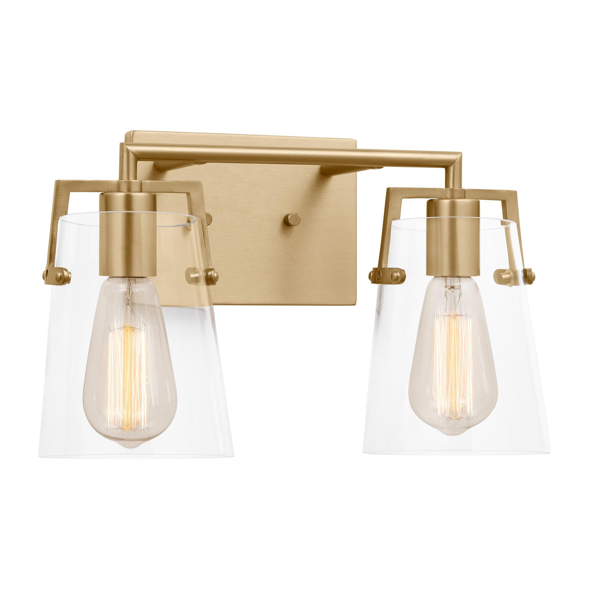 Shown in Satin Brass finish and Clear Glass s shade