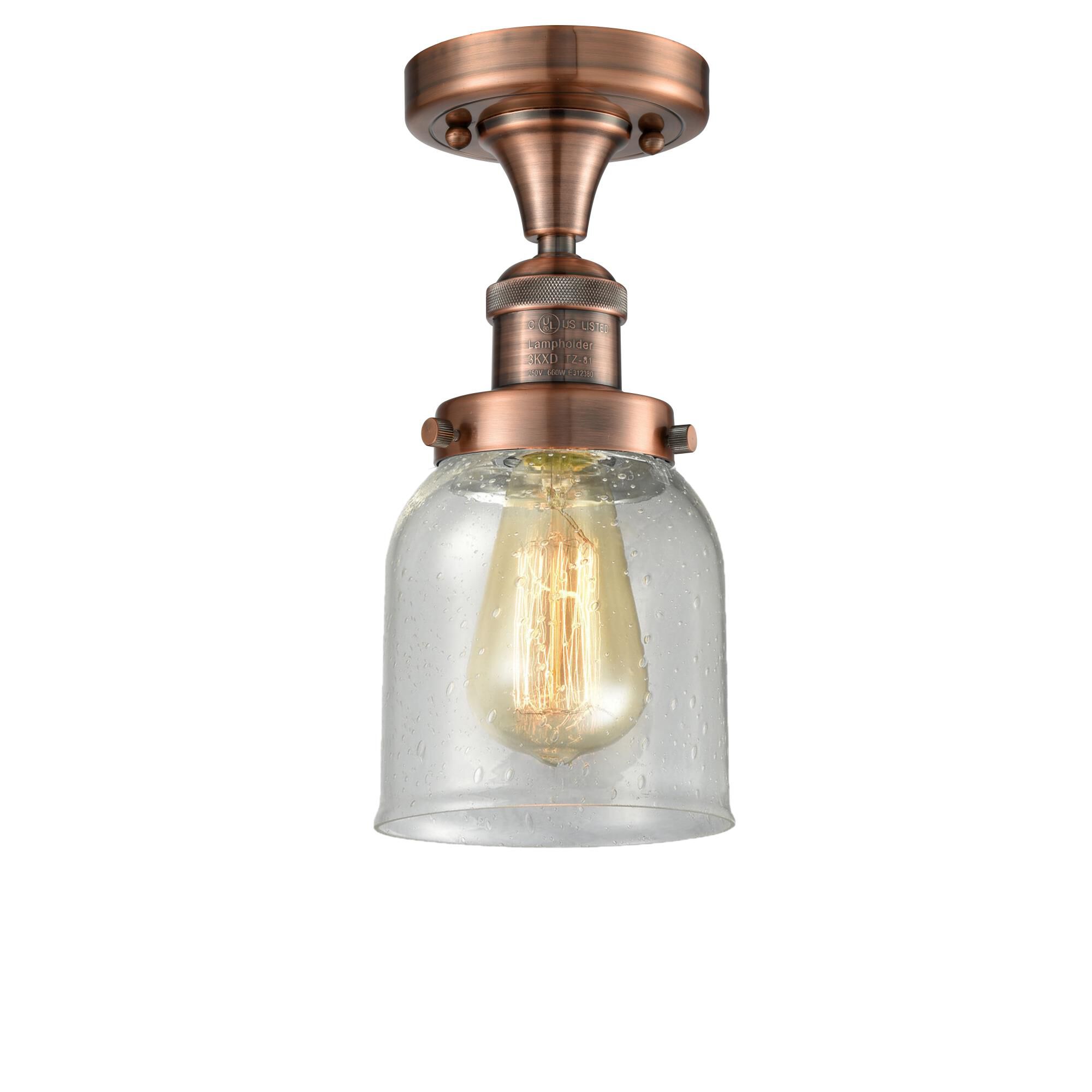 Shown in Antique Copper finish and Seedy glass