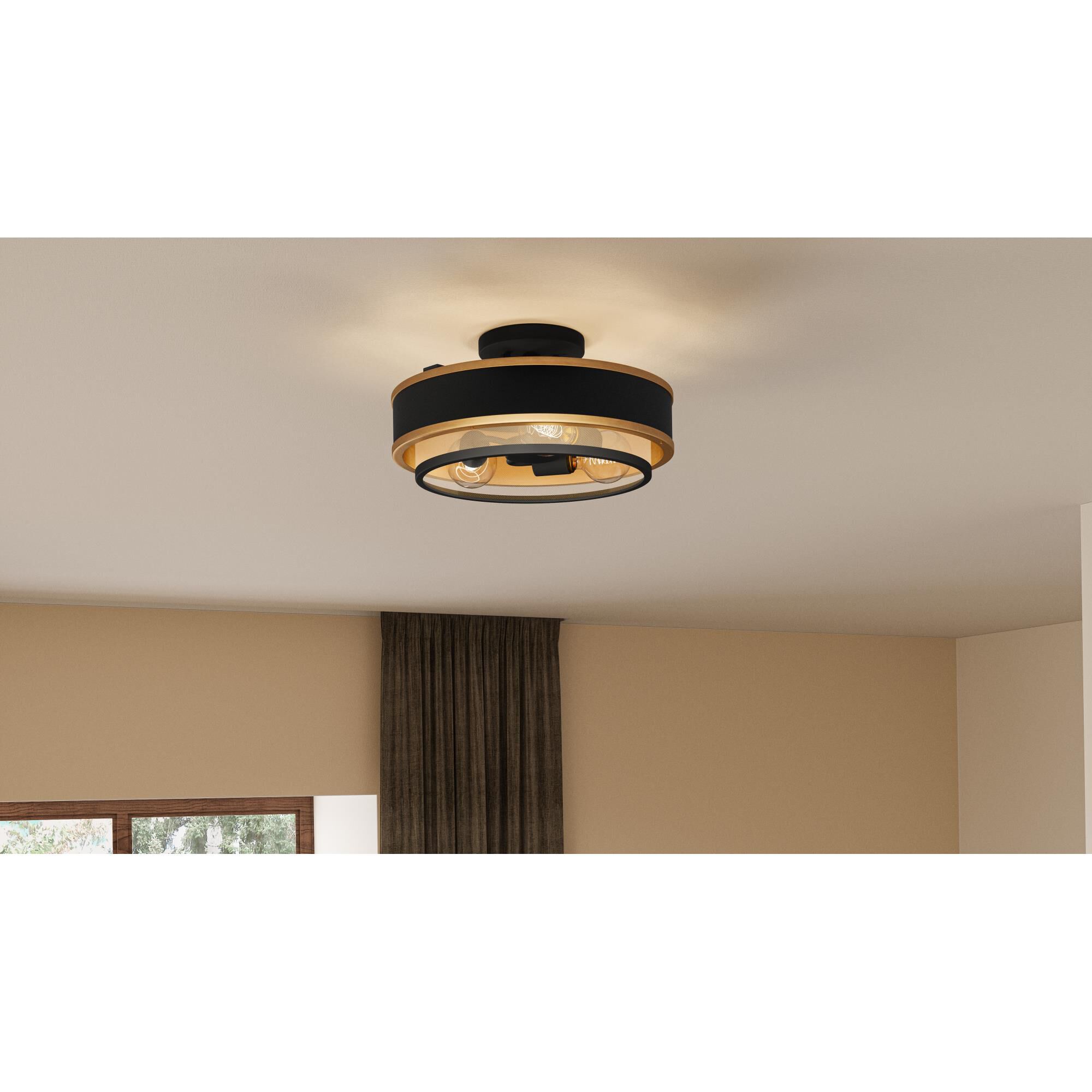 Lockwood 15 Inch 3 Light Semi Flush Mount by Quoizel