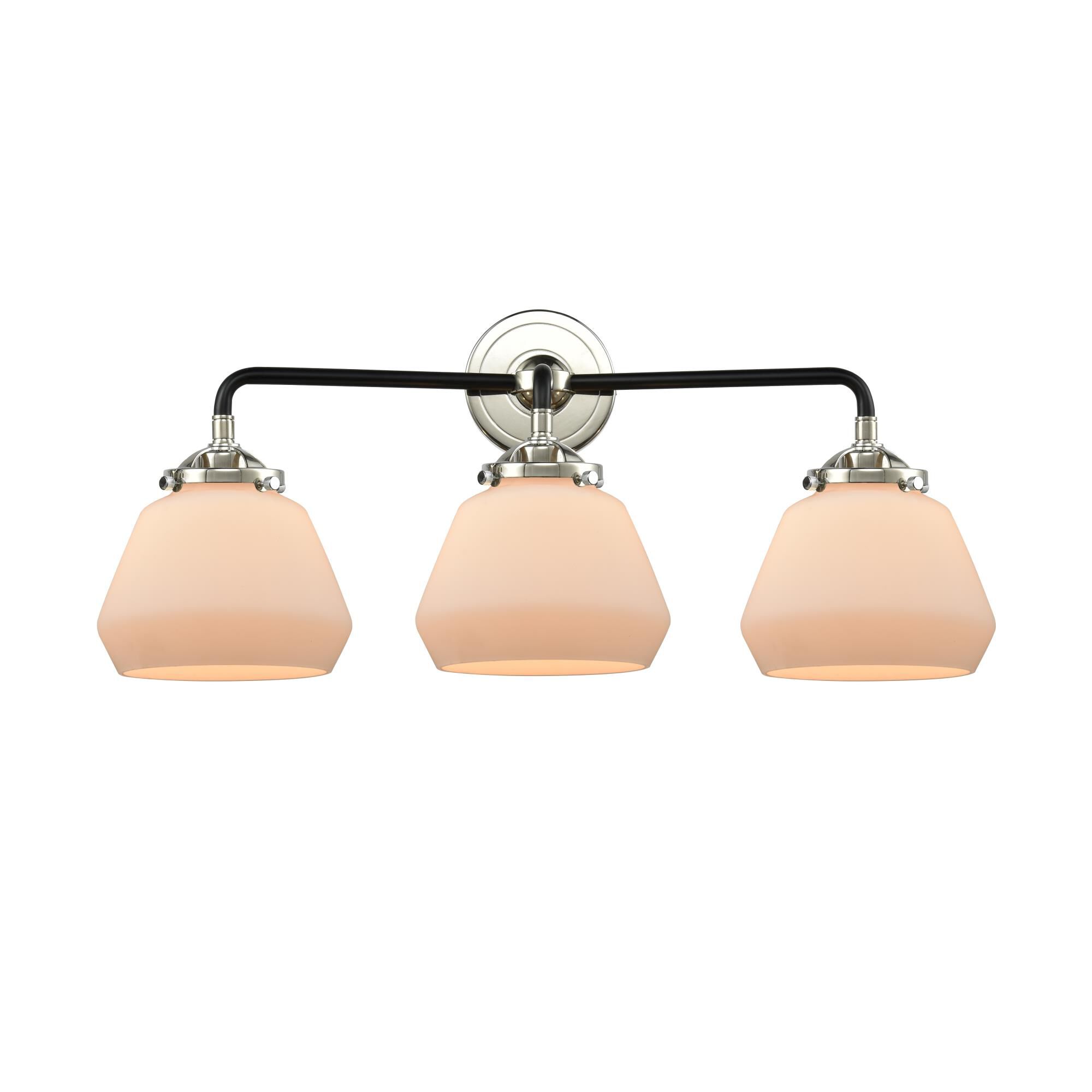 Shown in Black Polished Nickel finish and Matte White Cased glass