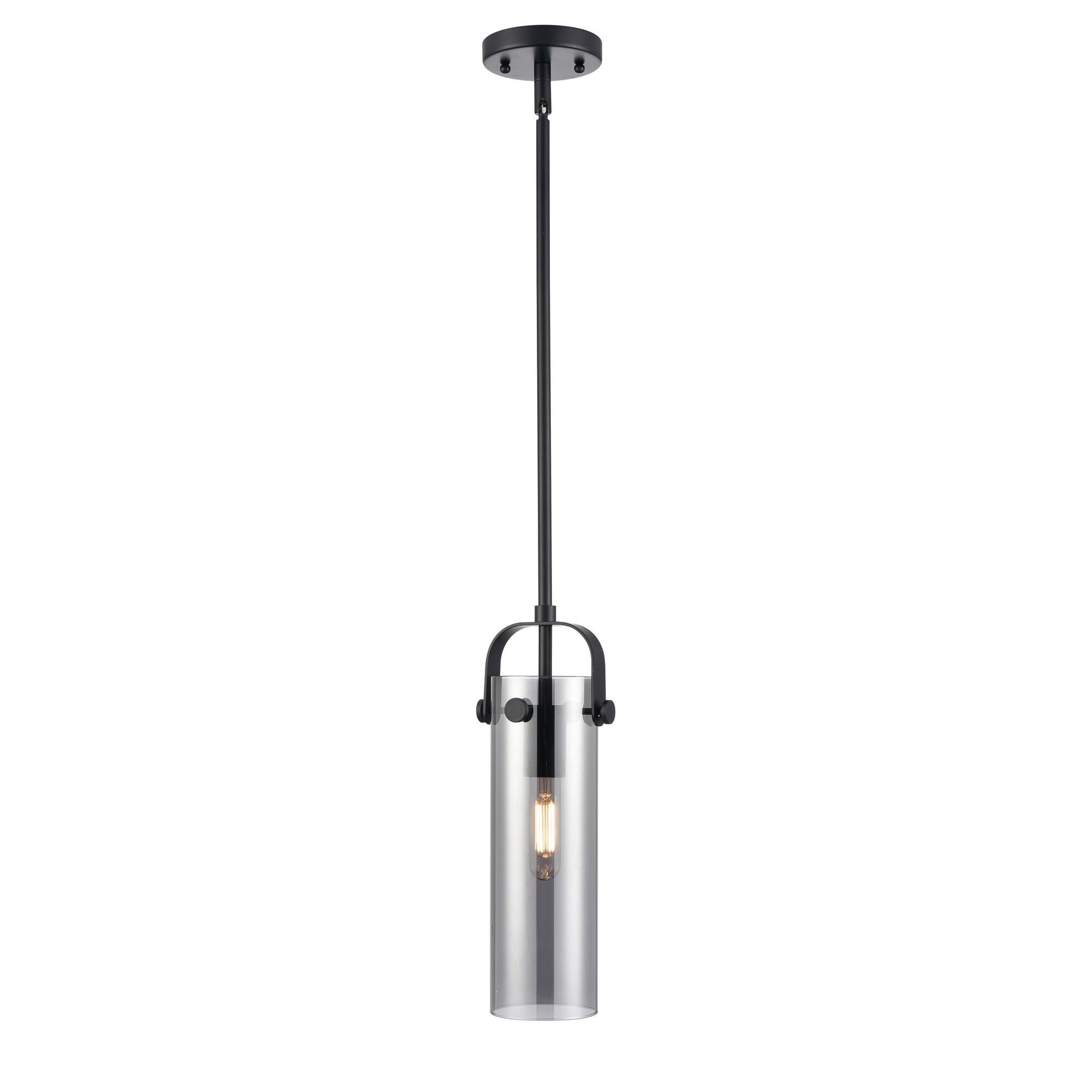 Shown in Matte Black finish and Plated Smoke glass and Plated Smoke Glass shade
