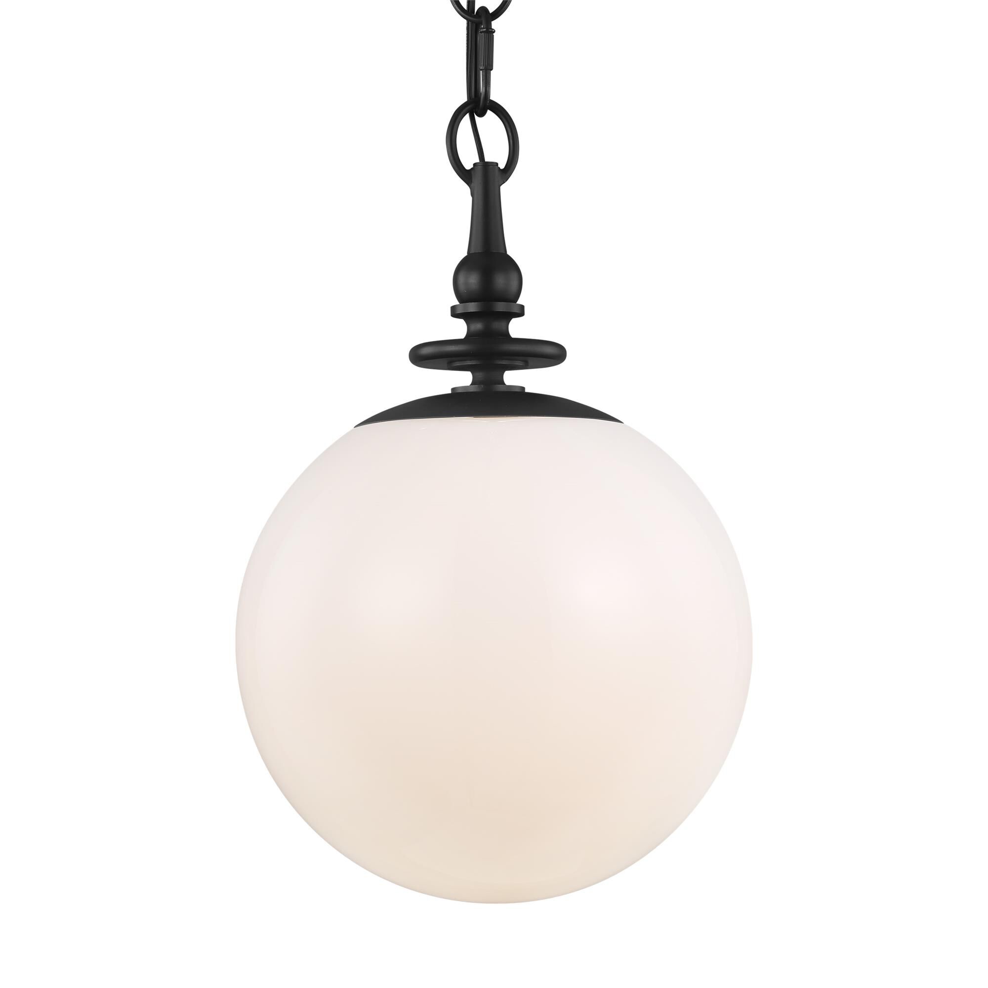 Shown in Aged Iron finish and Milk White glass