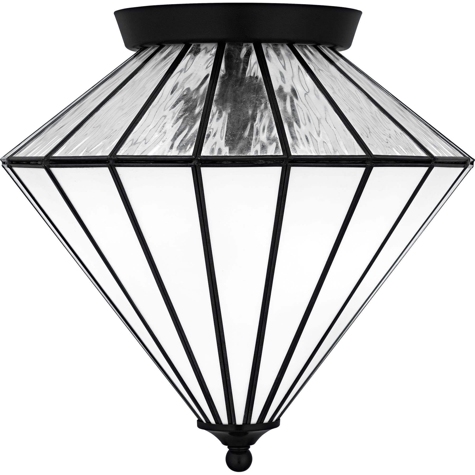 Shown in Matte Black finish and Multicolor Art Glass shade