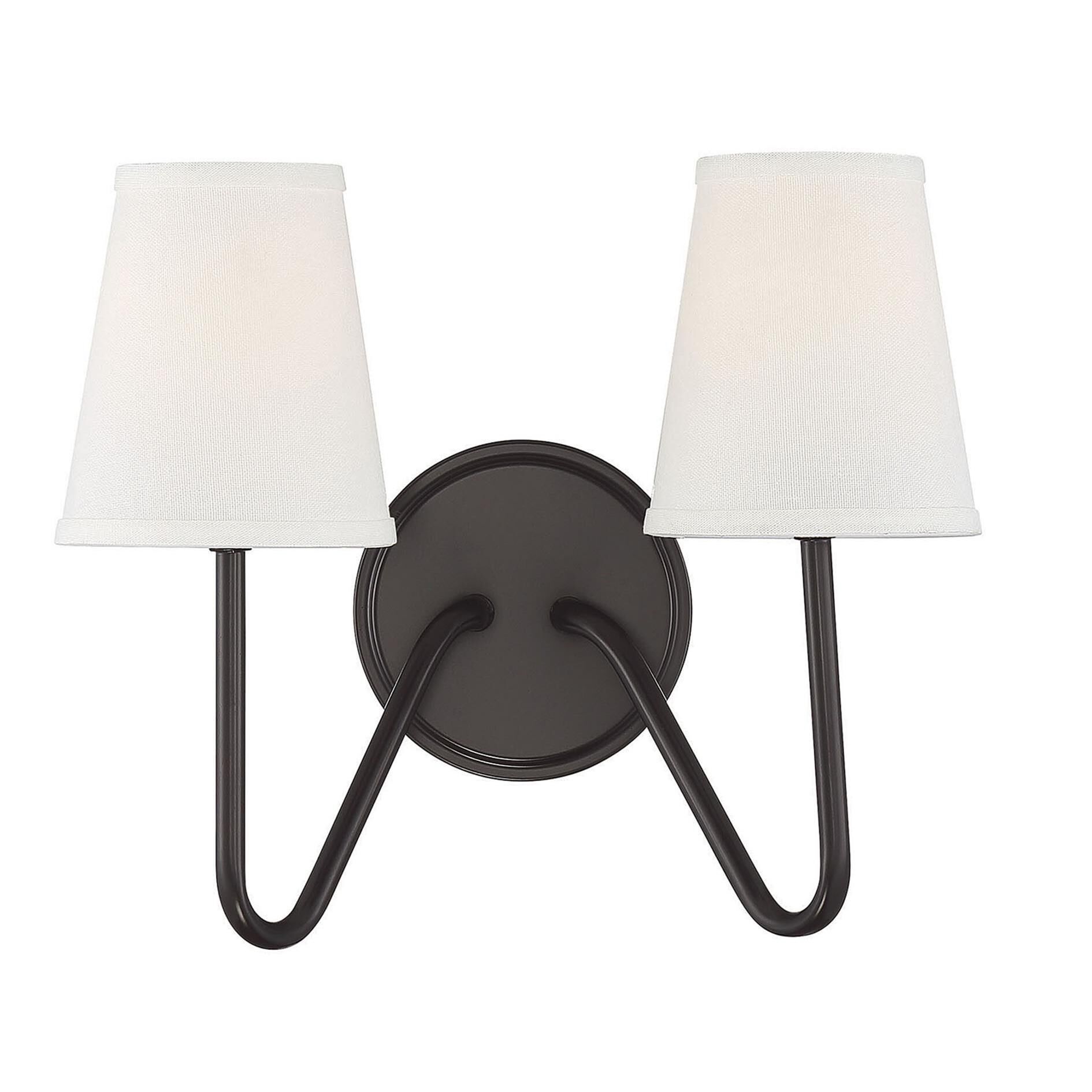 Shown in Oil Rubbed Bronze finish and White Fabric shade