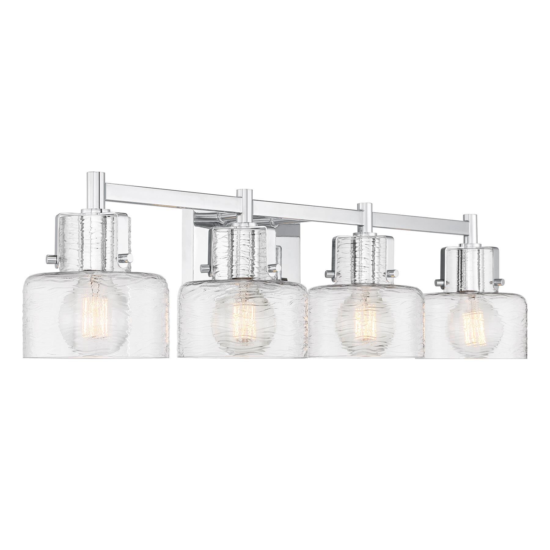 Shown in Chrome finish and Clear Crinkle glass