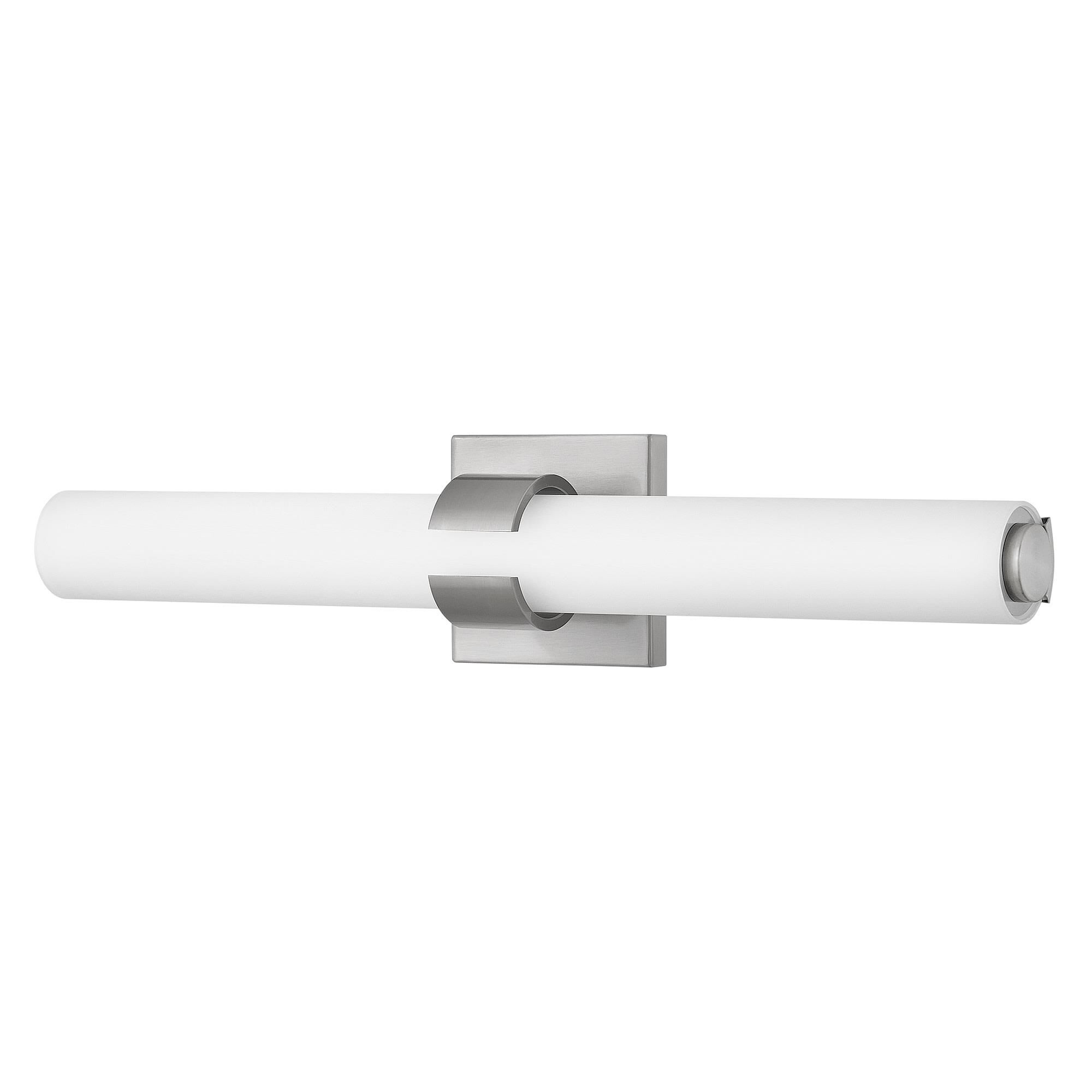 Shown in Brushed Nickel finish and Etched White glass
