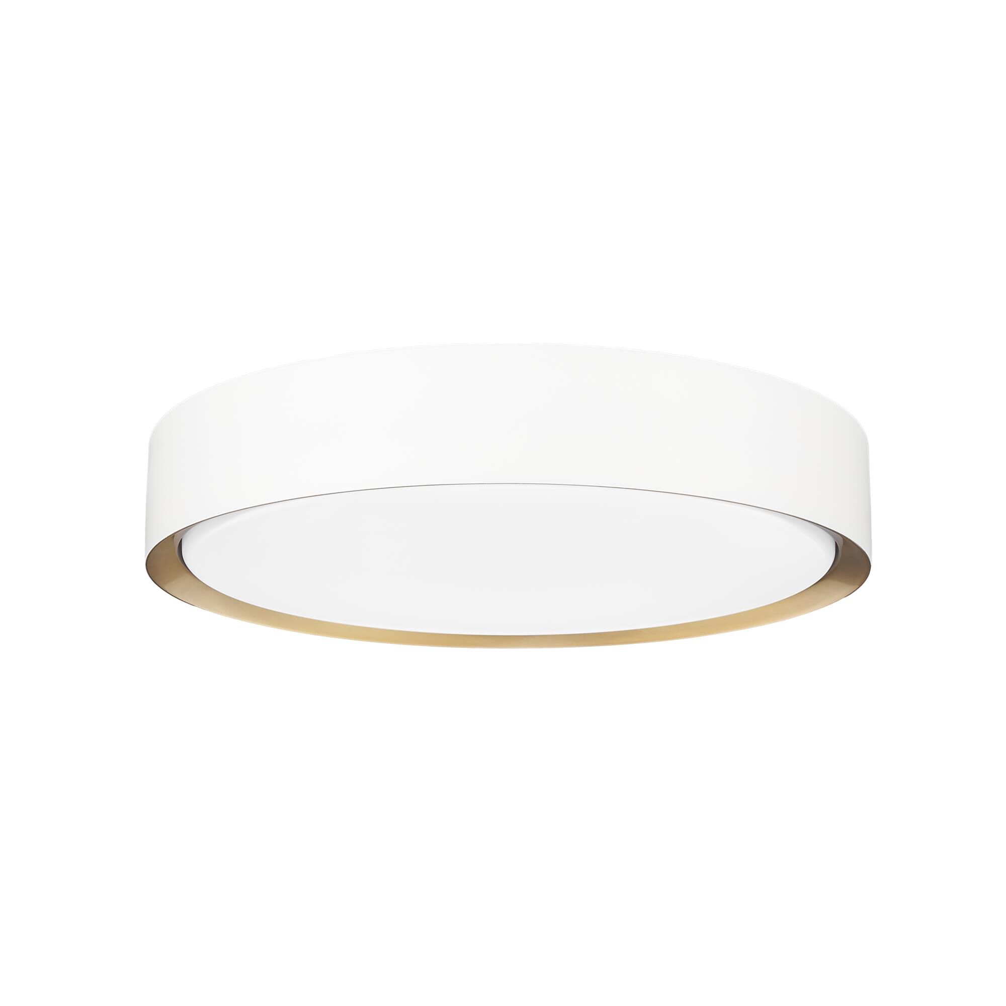Shown in Matte White And Modern Gold finish and Frosted glass and Frosted shade