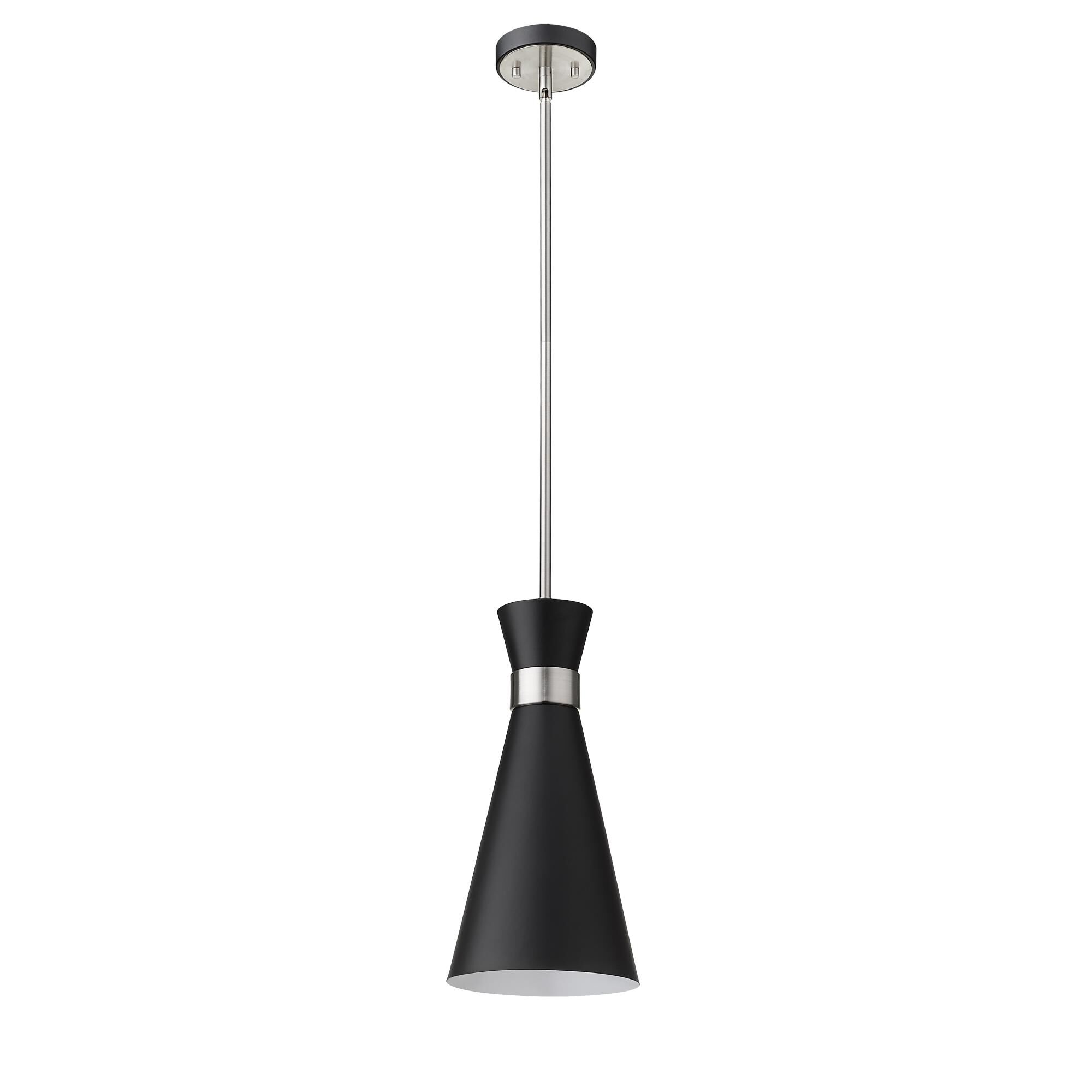 Shown in Matte Black + Brushed Nickel finish and Metal glass and Metal shade