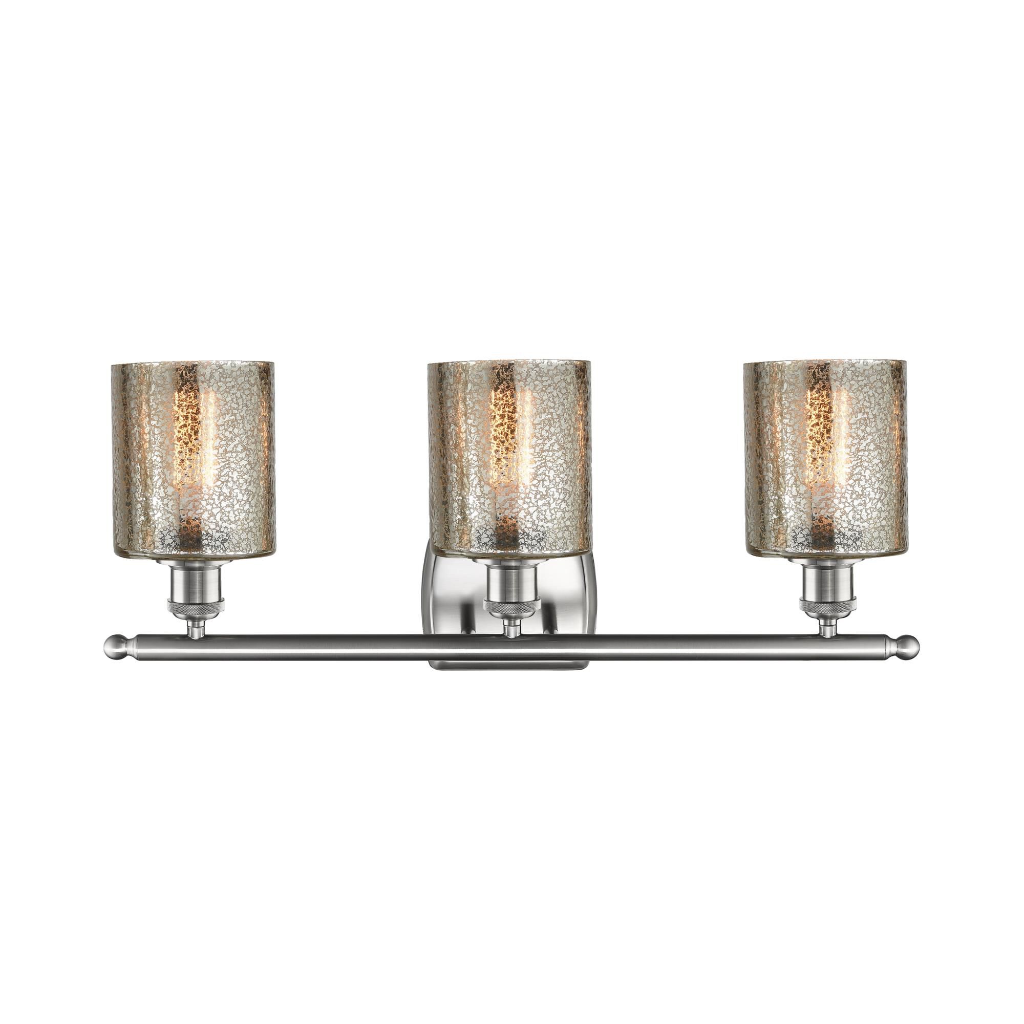 Shown in Brushed Satin Nickel finish and Mercury glass