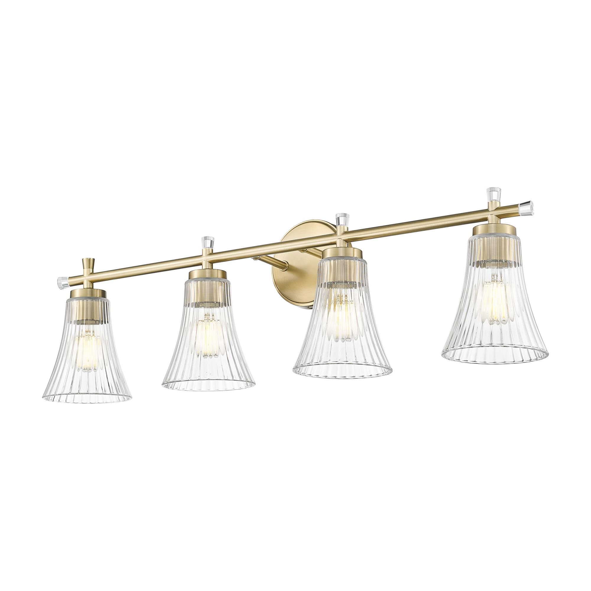 Shown in Modern Gold finish and Clear glass and Clear shade