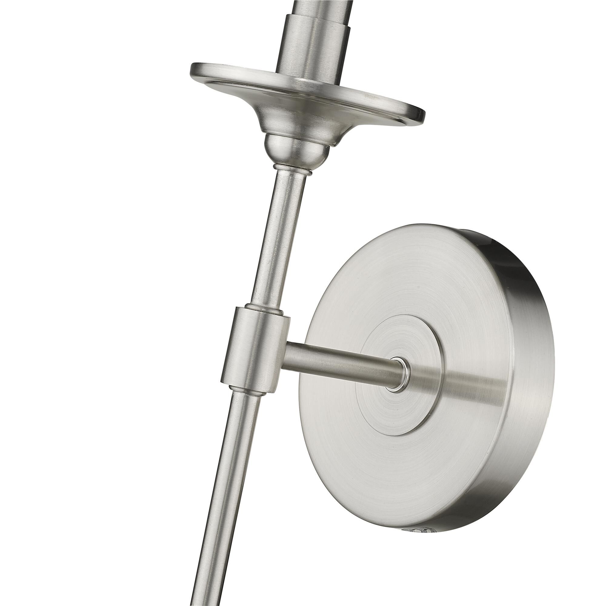Shown in Brushed Nickel finish and Fabric glass and Fabric shade