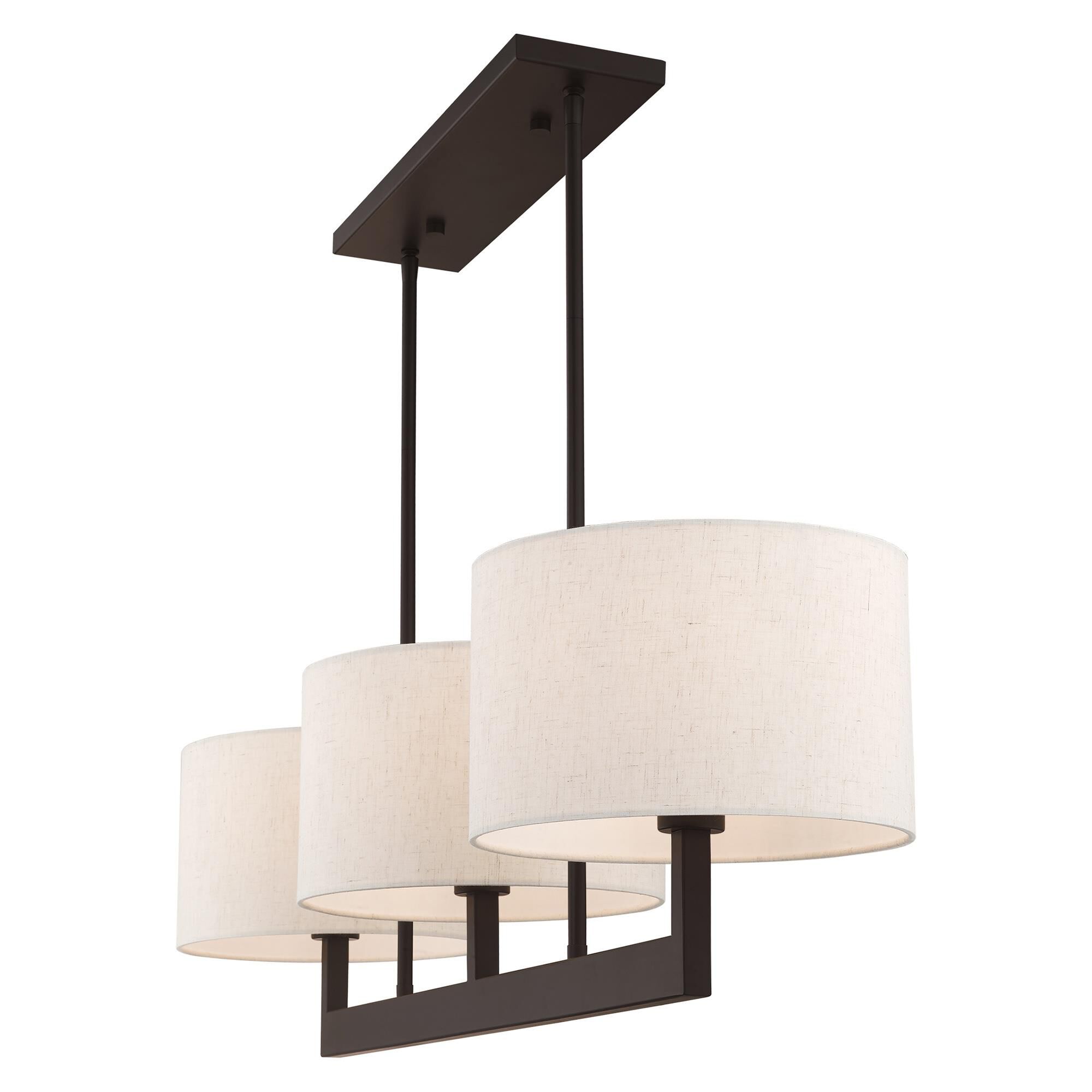 Shown in Bronze finish and Hand Crafted Oatmeal Color Fabric Outside & White Fabric Inside Hardback shade