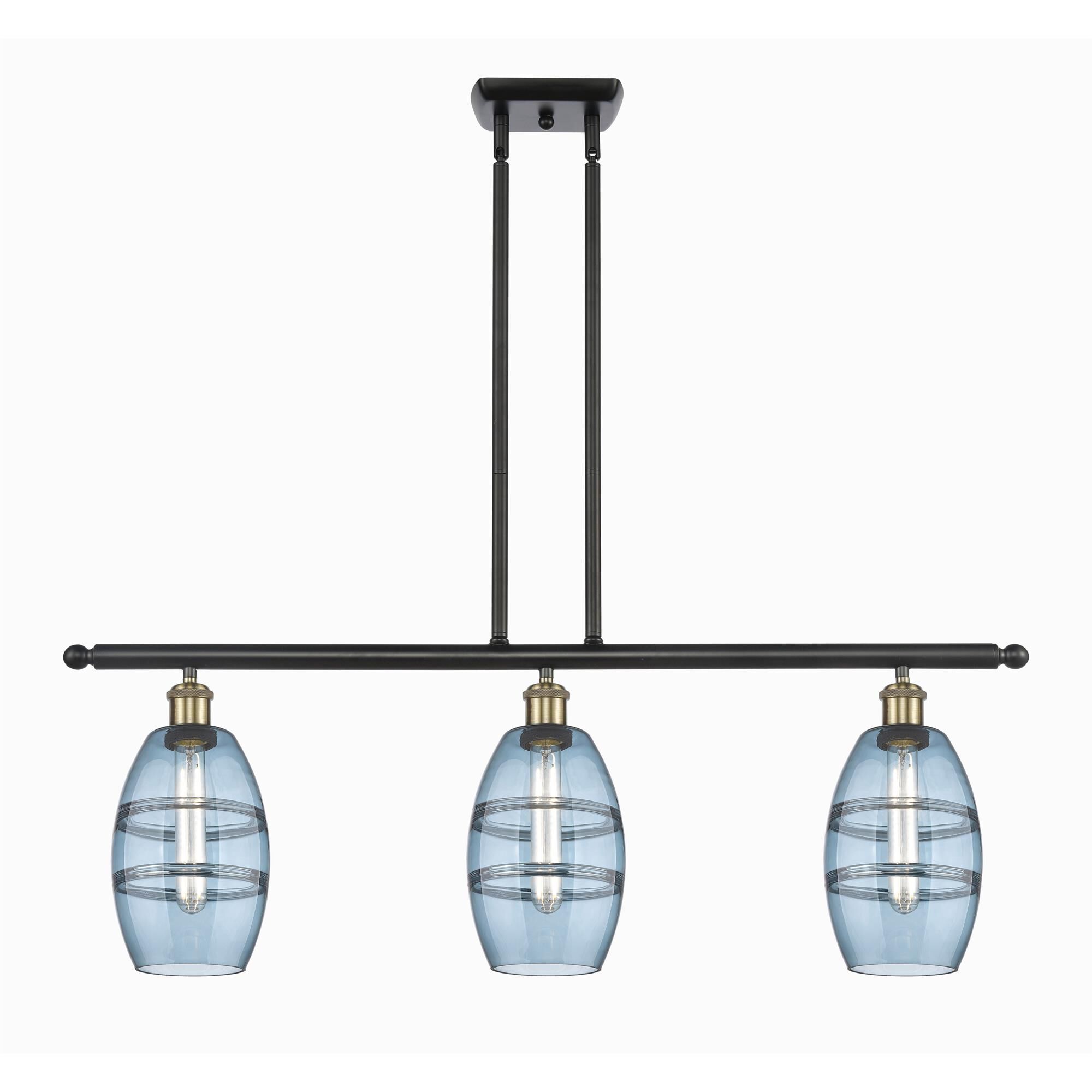 Shown in Black Antique Brass finish and Princess Blue glass