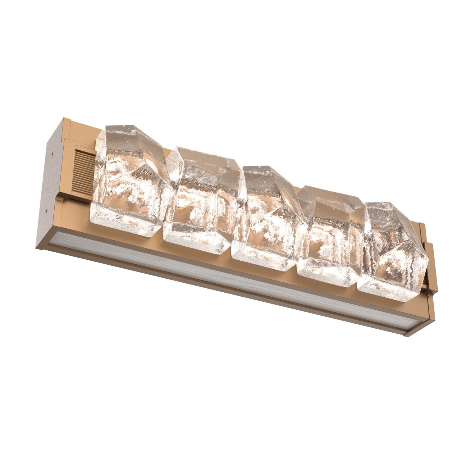 Shown in Novel Brass finish and Clear Stone glass and Light Oak accent