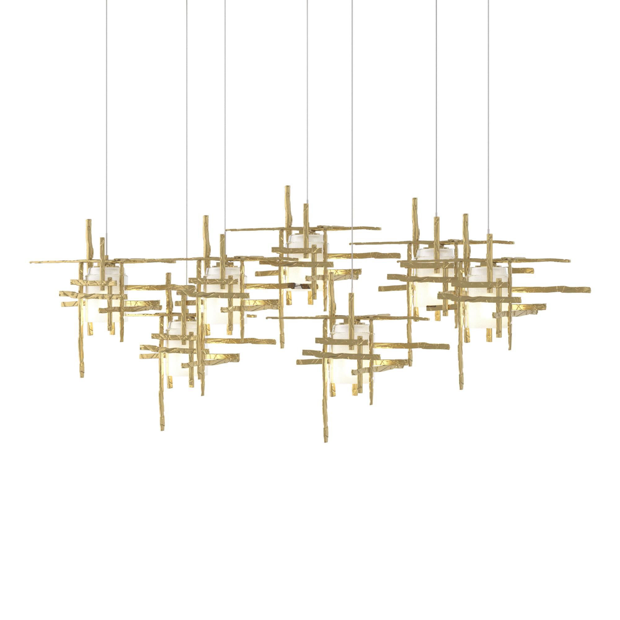 Shown in Modern Brass finish and Cast glass