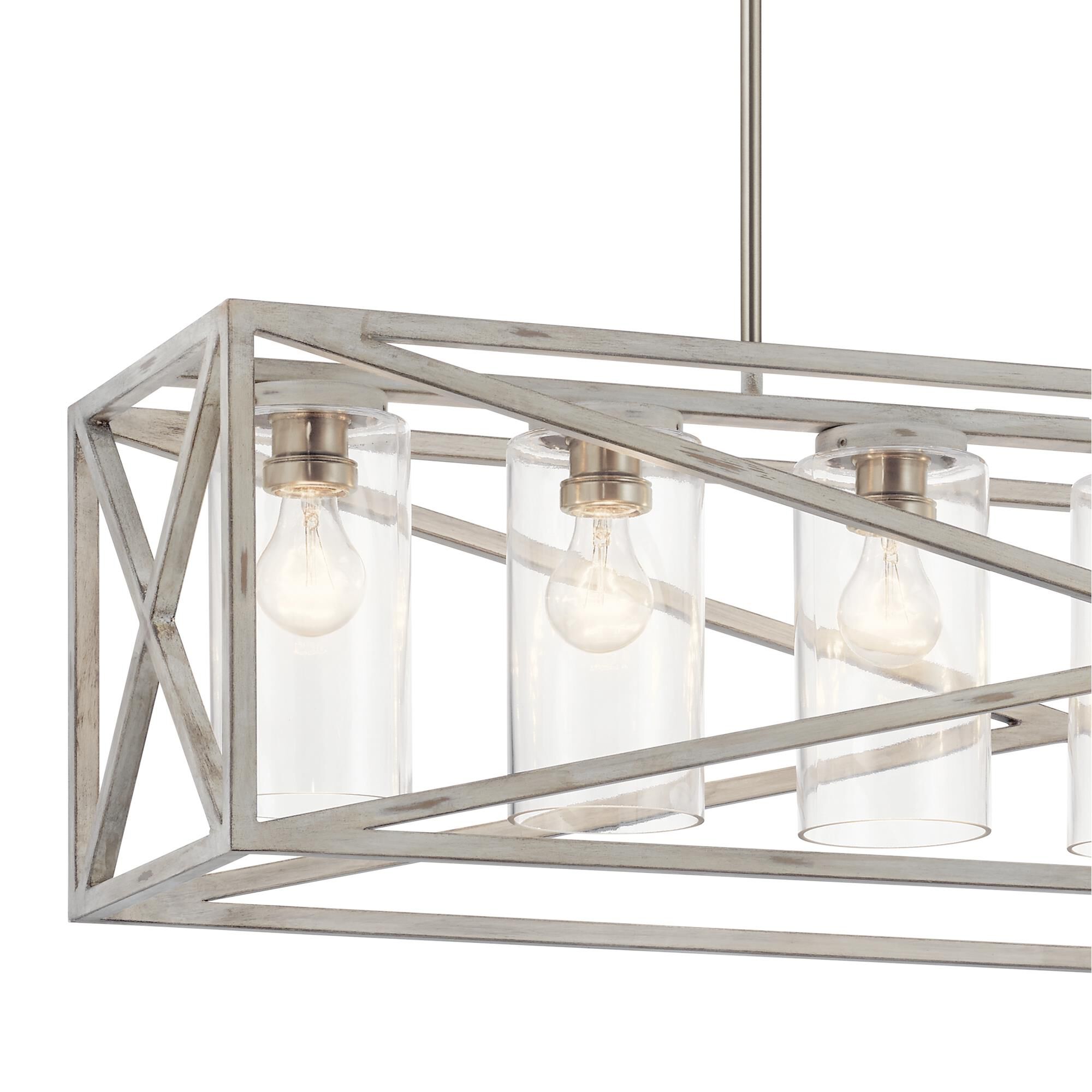 Shown in Distressed Antique White finish and Clear glass