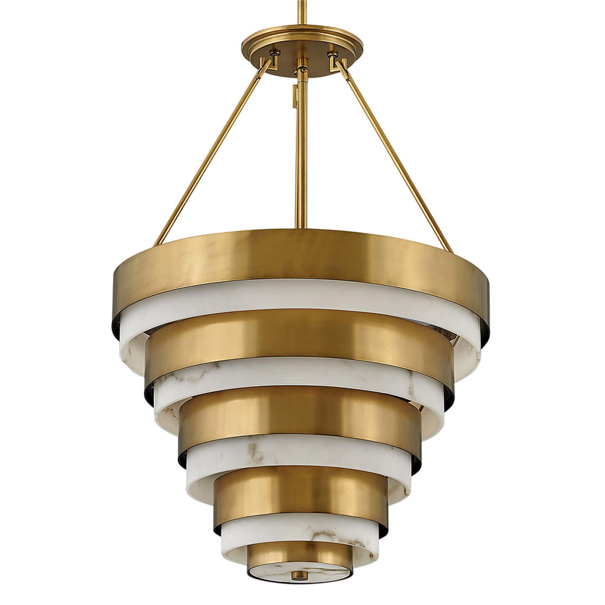 Shown in Heritage Brass finish and Faux Alabaster glass