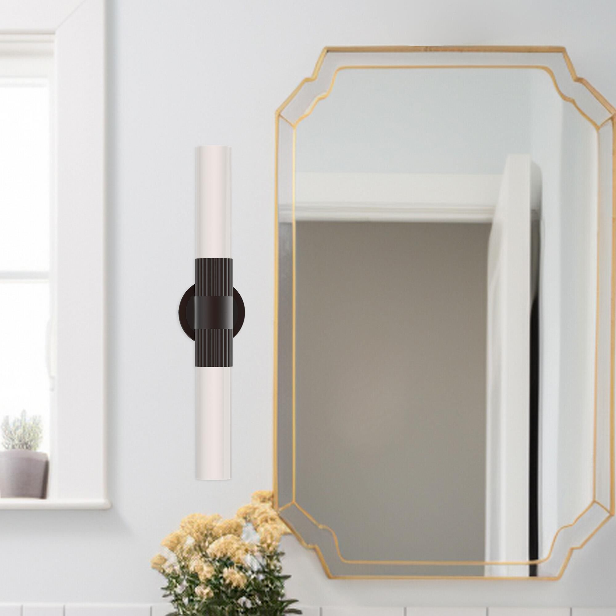 Shown in Warm Bronze finish and Glossy Opal  glass