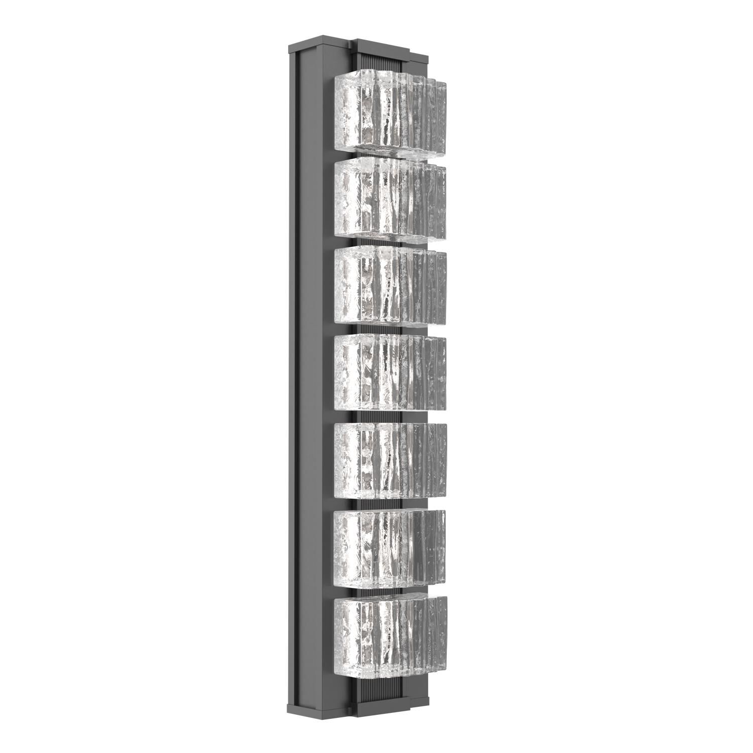 Shown in Argento Grey finish and Clear Ribbed glass