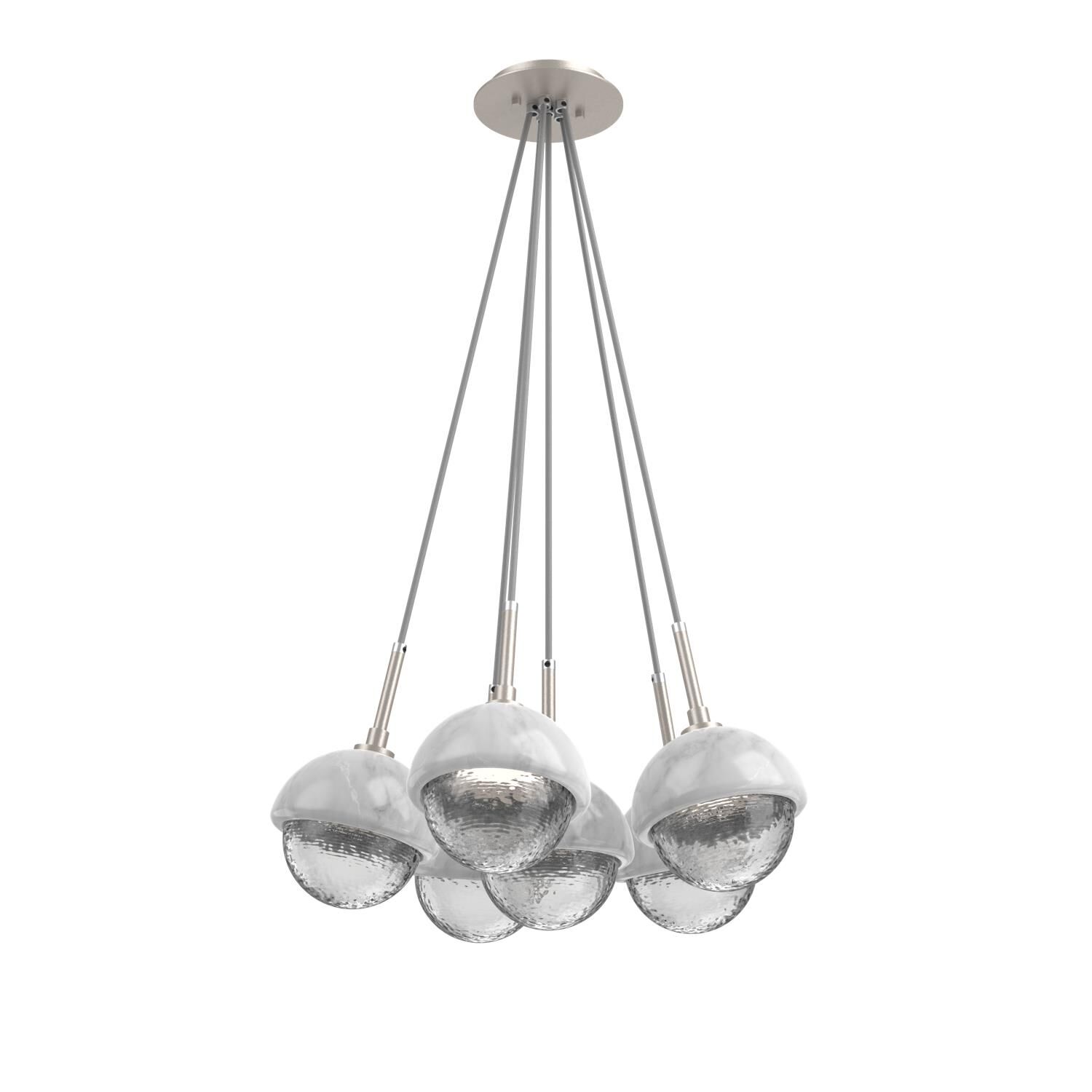 Shown in Beige Silver finish and Clear glass and White Marble accent