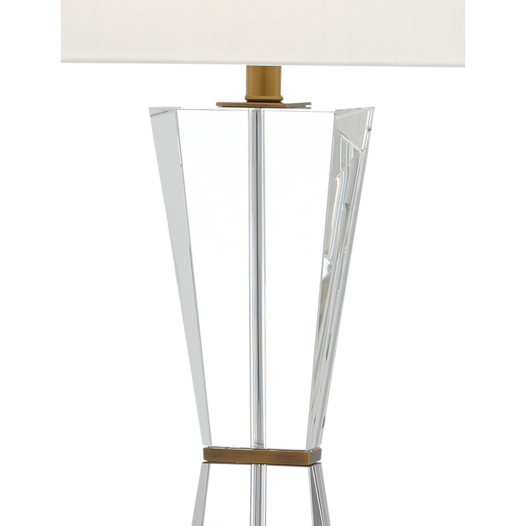 Shown in Clear/Antique Brass finish and Included shade