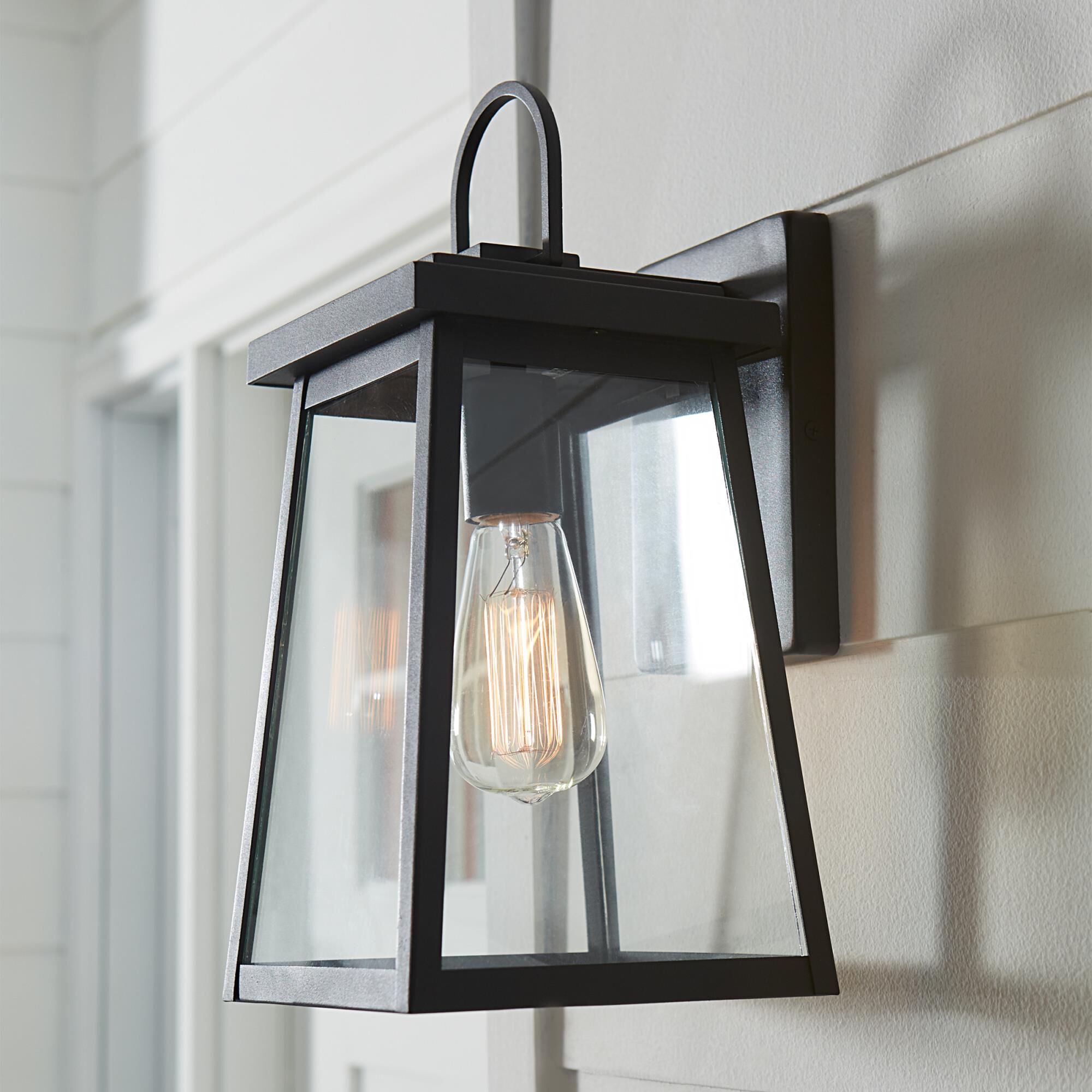 Shown in Black finish and Clear glass