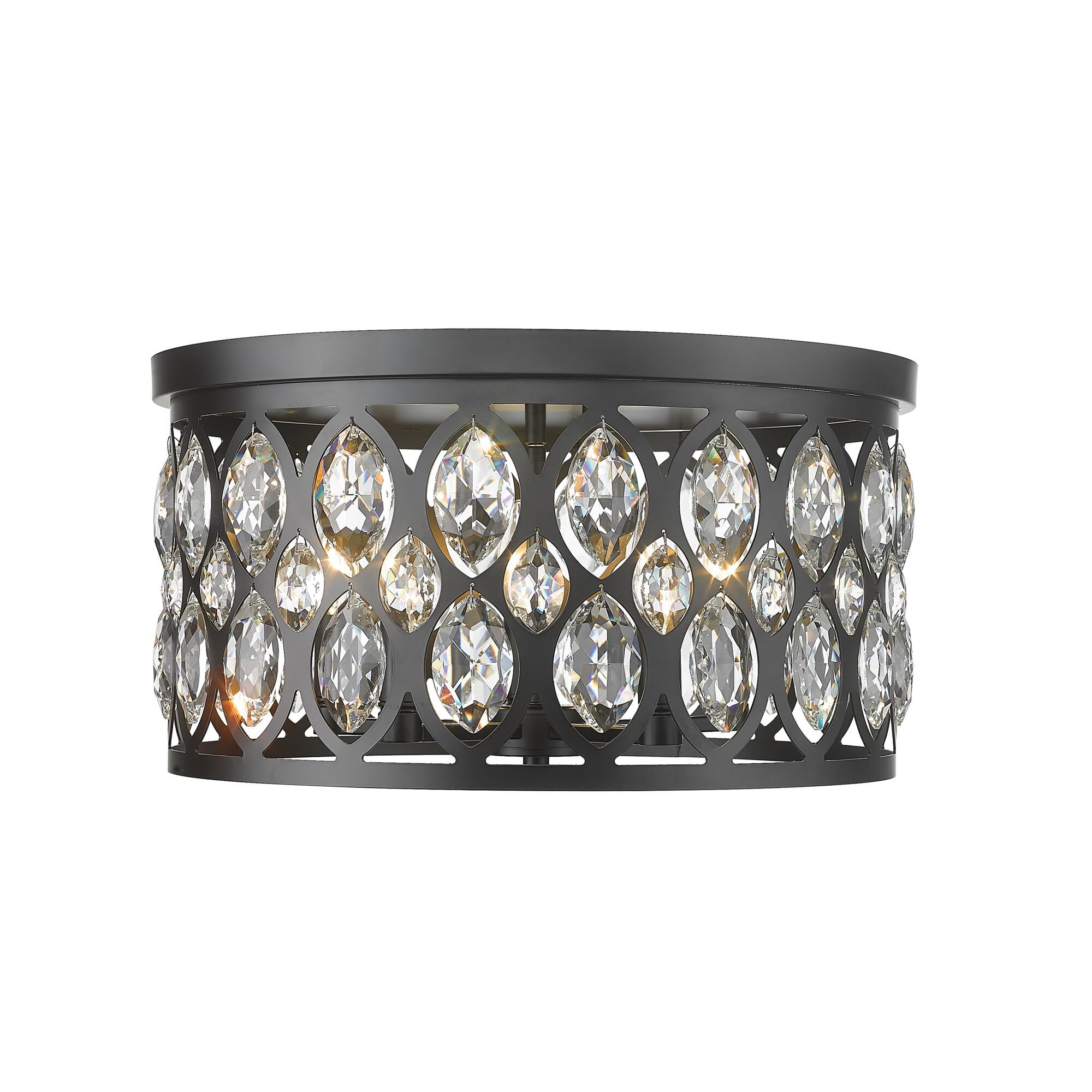 Shown in Matte Black finish and Clear Crystal glass