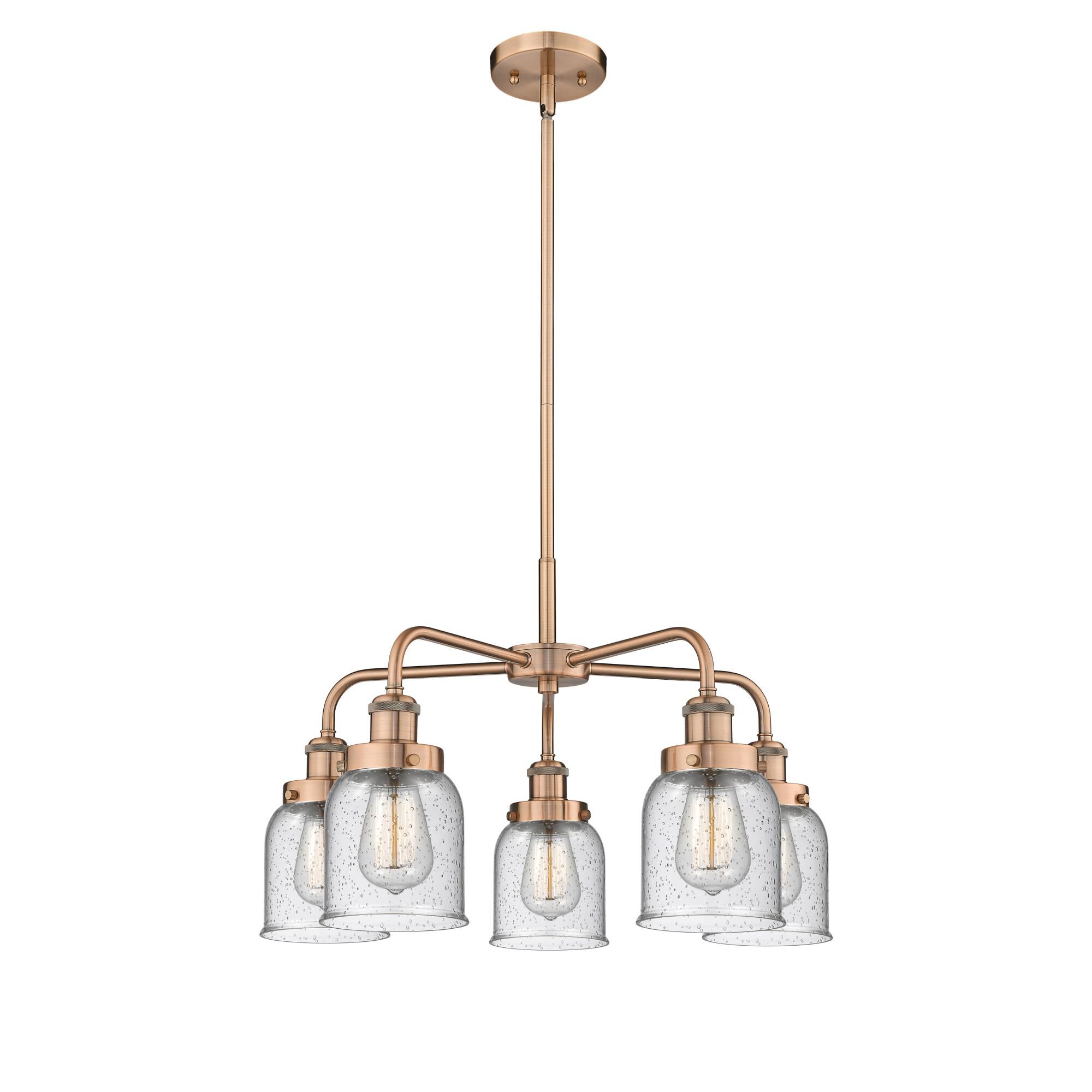 Shown in Antique Copper finish and Seedy glass