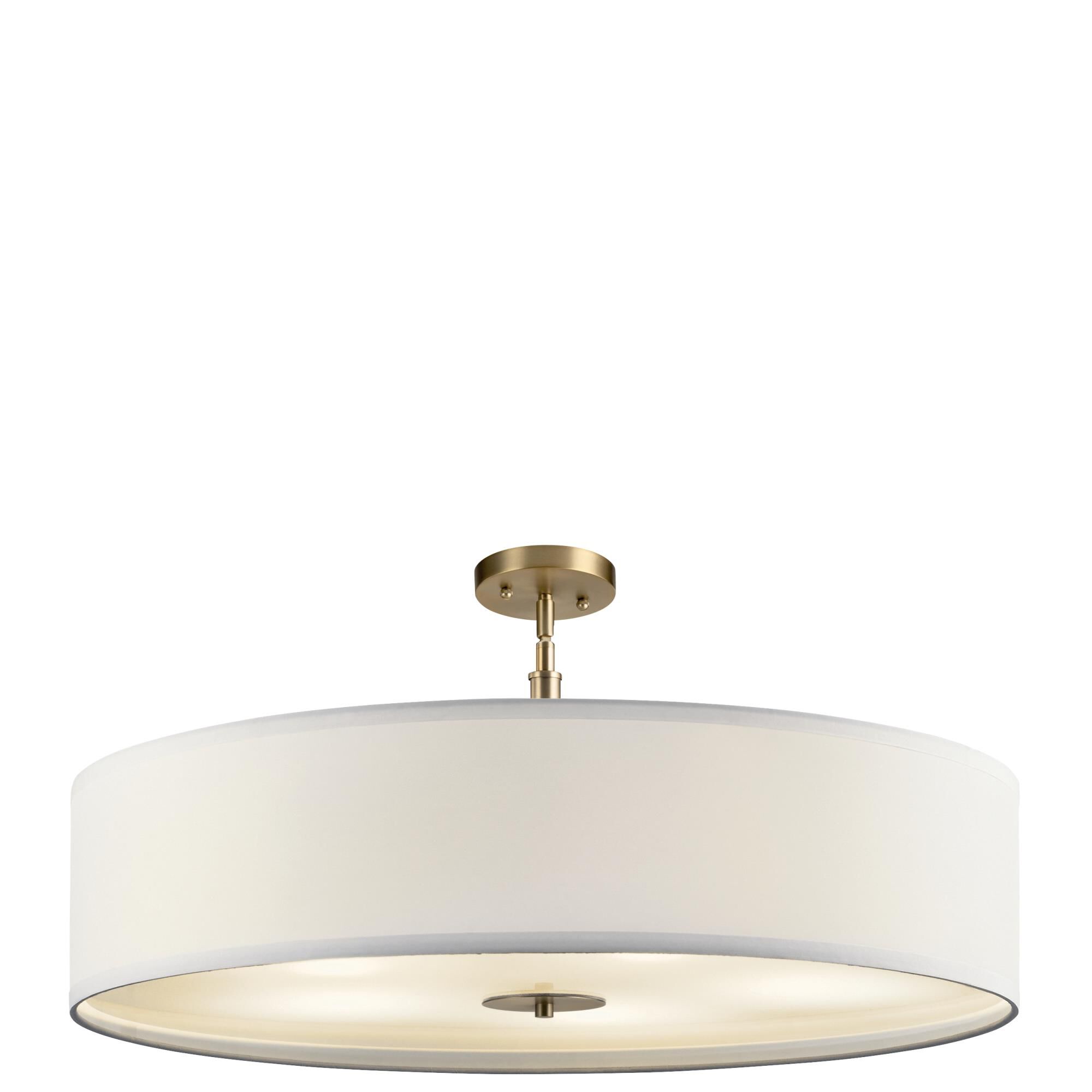 Shown in Classic Bronze finish and Satin Etched glass and White Microfiber shade