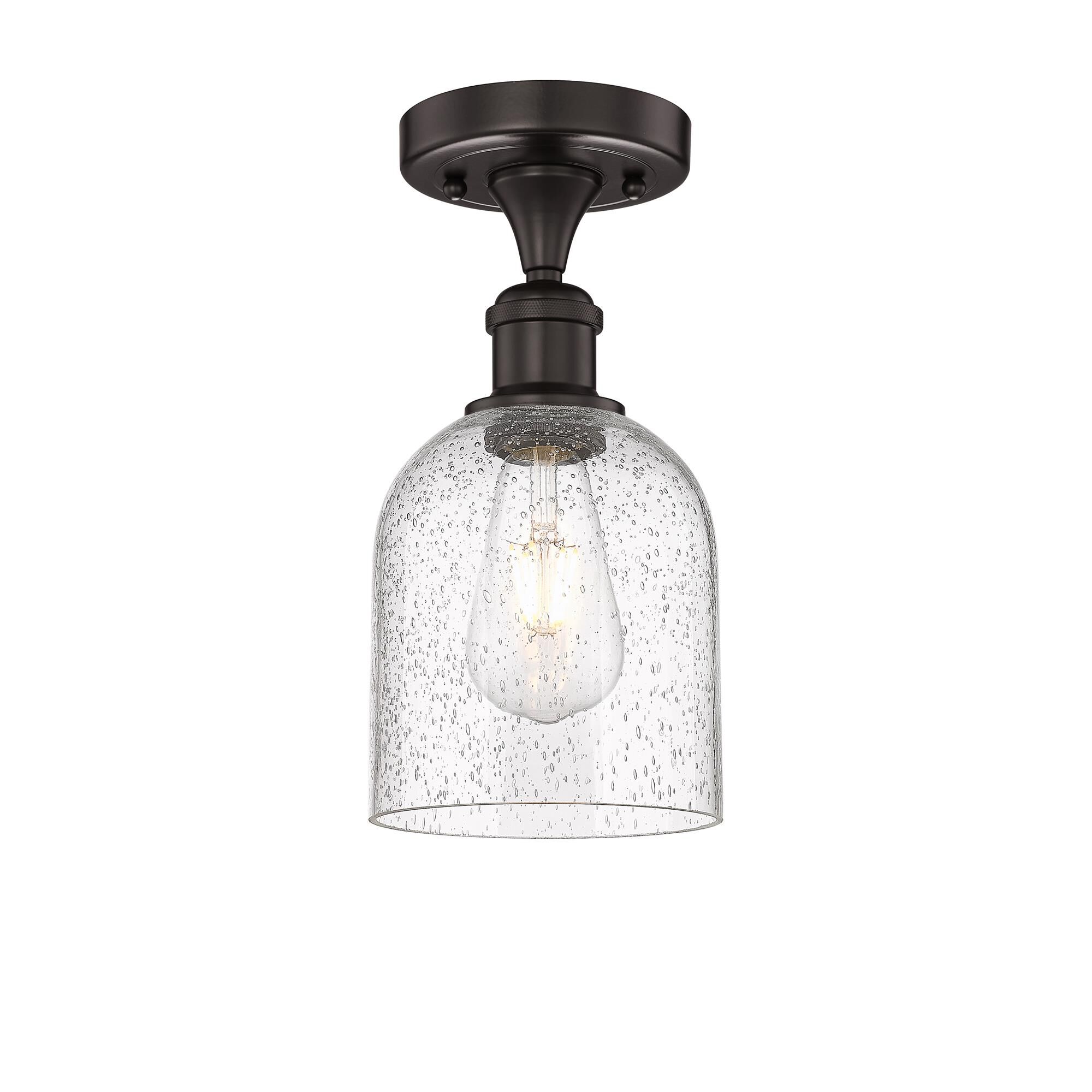 Shown in Oil Rubbed Bronze finish and Seedy glass