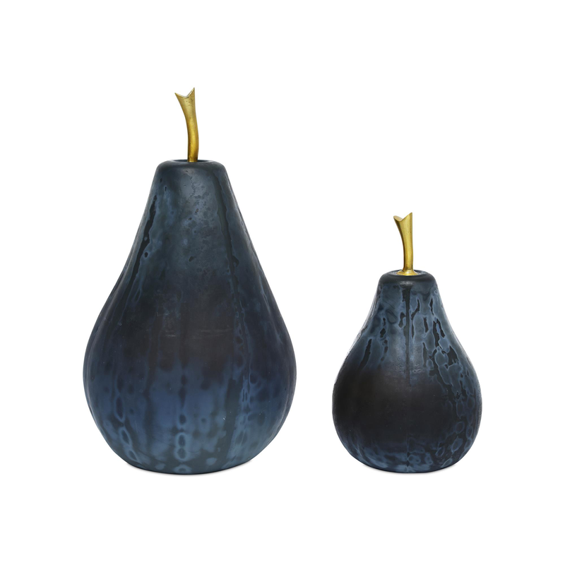 Glass Pear Sculpture Set of 2 by Currey & Company