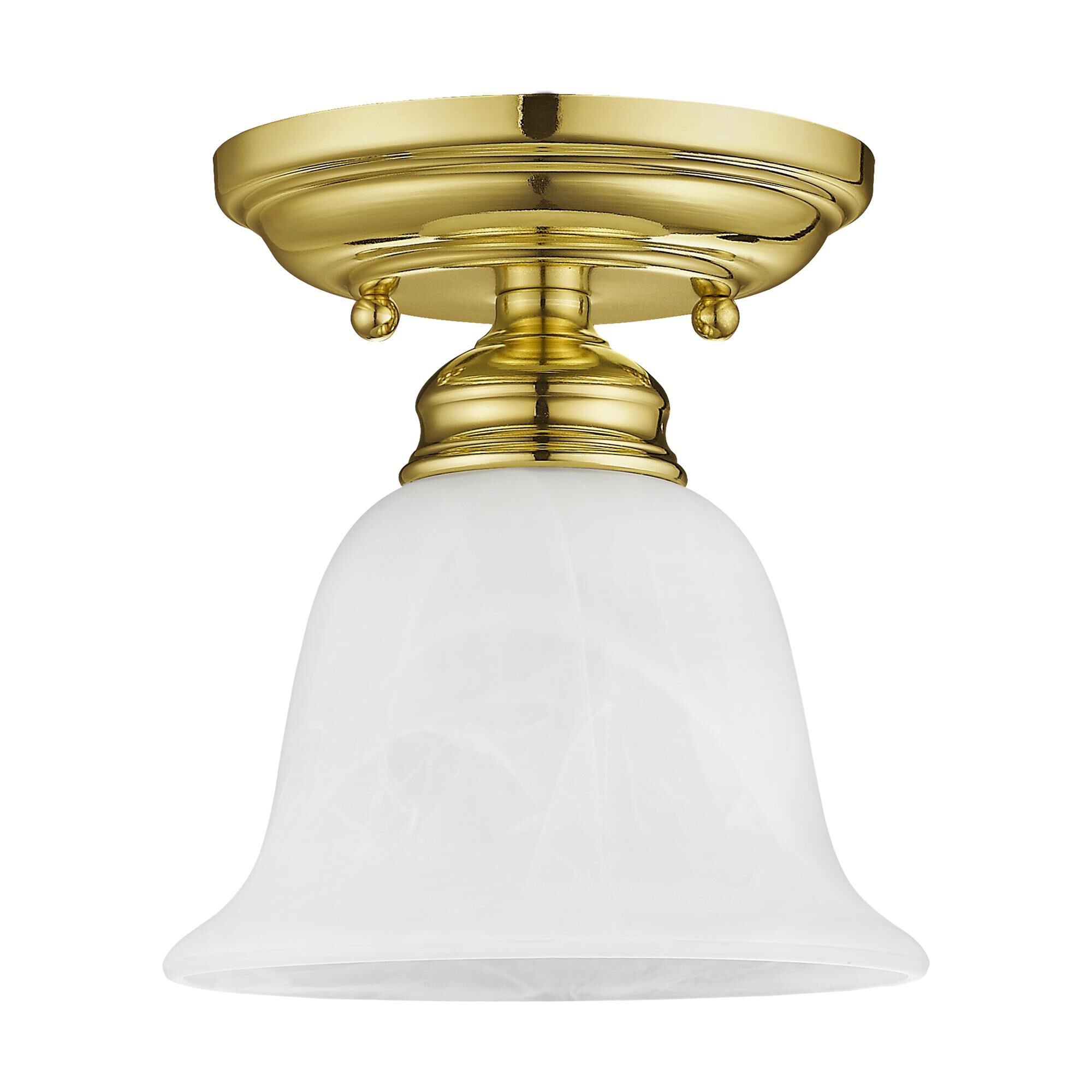 Shown in Polished Brass finish and White Alabaster glass