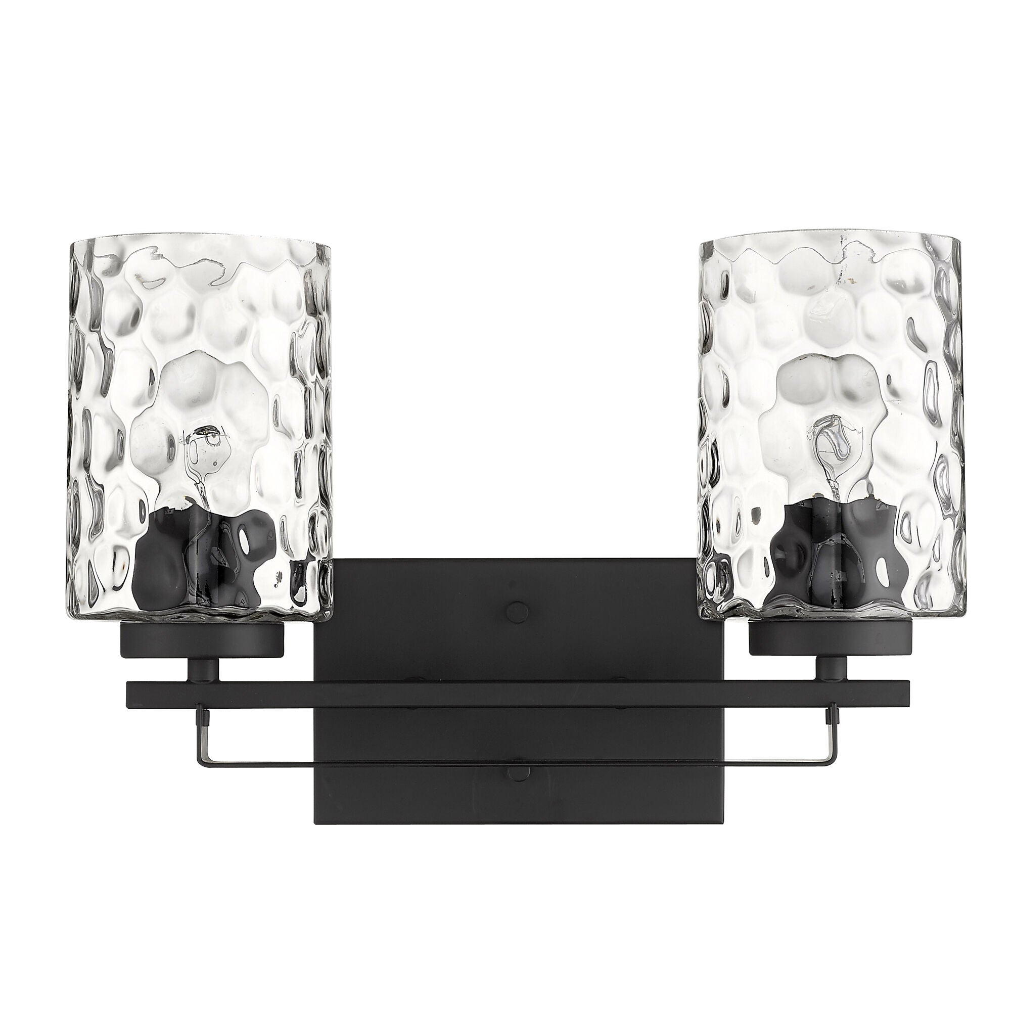 Shown in Matte Black finish and Clear glass and Clear, Optic Cylindrical Glass shade