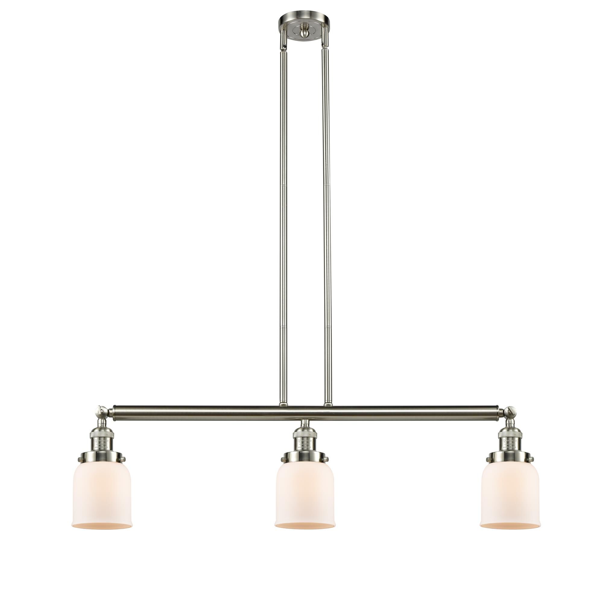 Shown in Brushed Satin Nickel finish and Matte White Cased glass